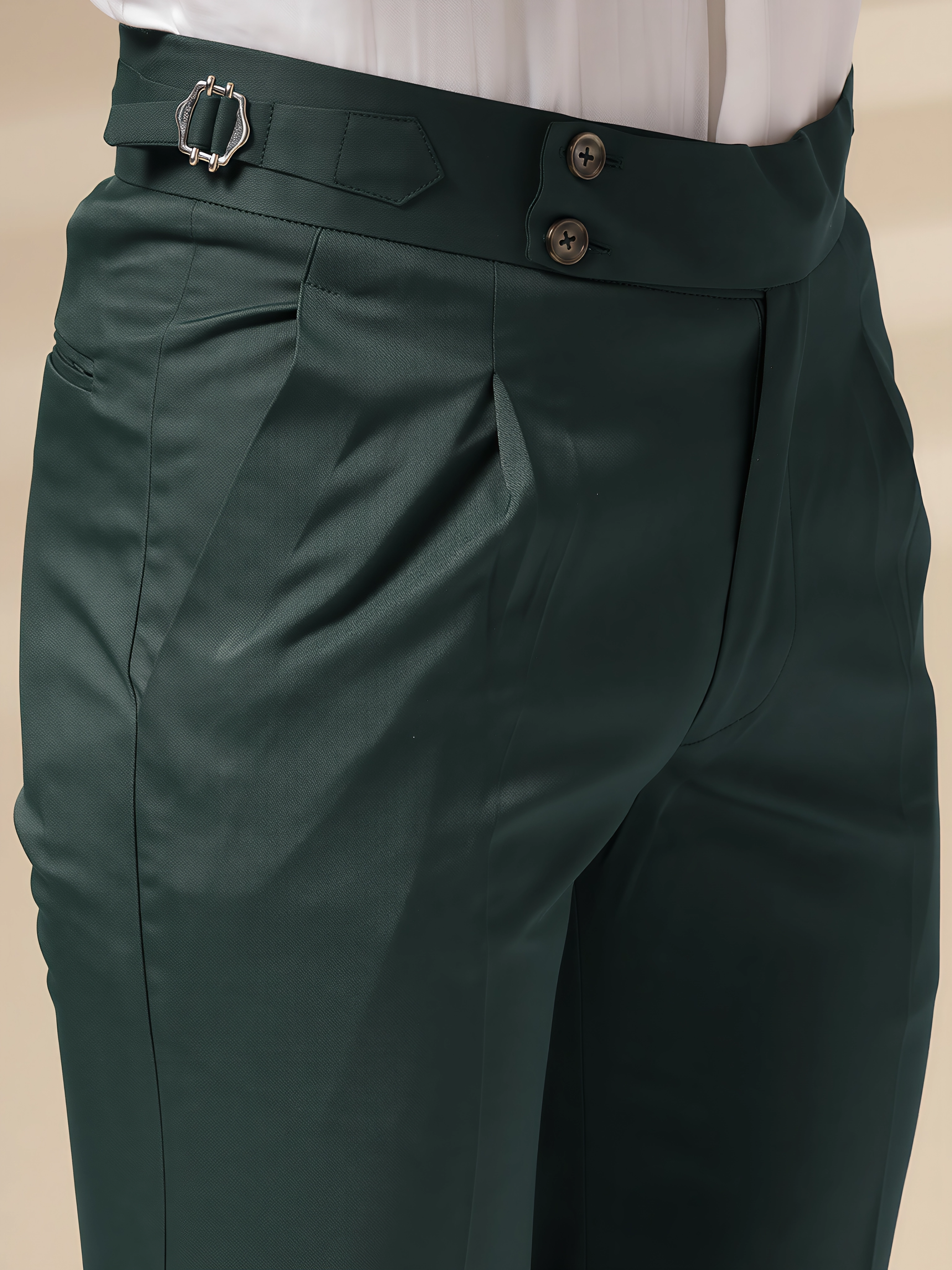 Bottle Green Signature Buttoned Gurkha Pants by ITALIAN VEGA®