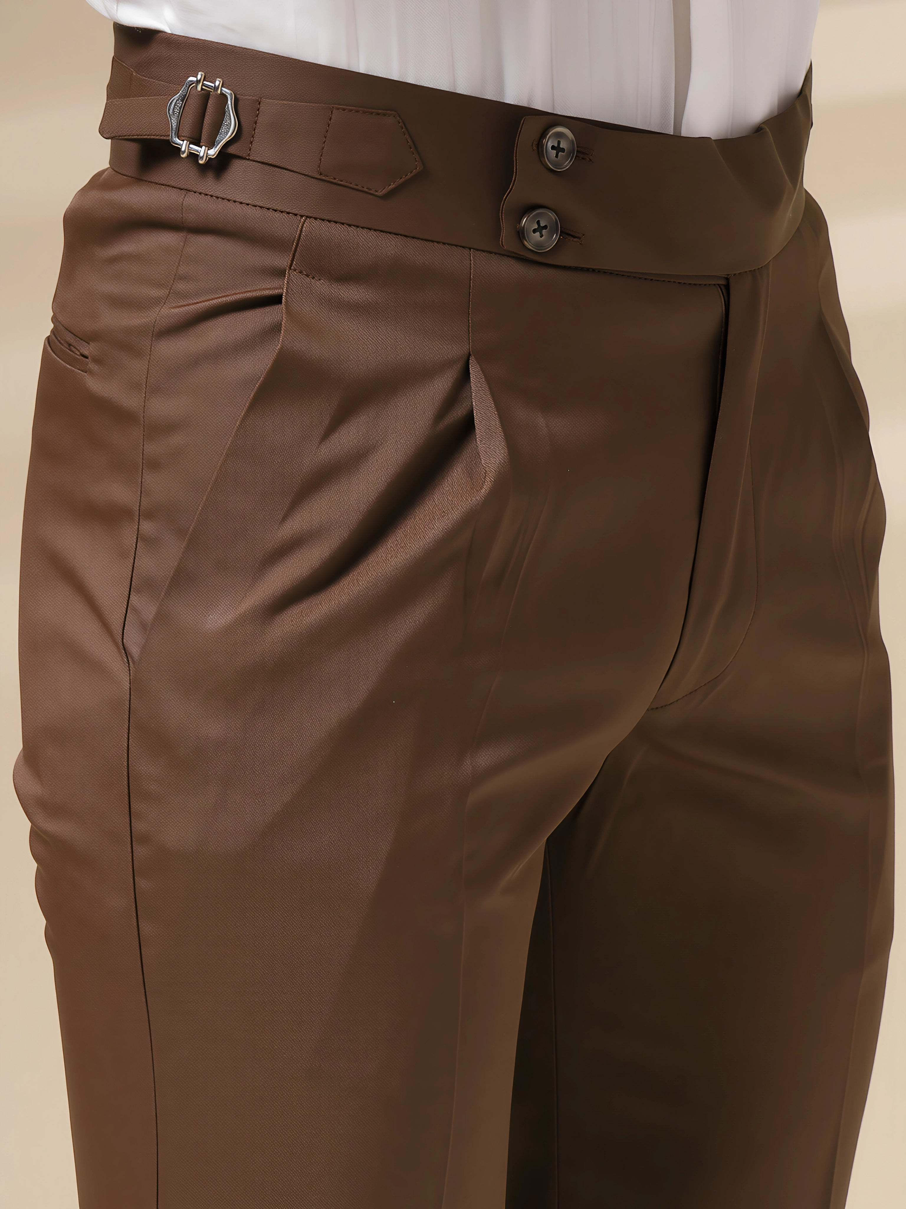 Brown Signature Buttoned Gurkha Pants by ITALIAN VEGA®