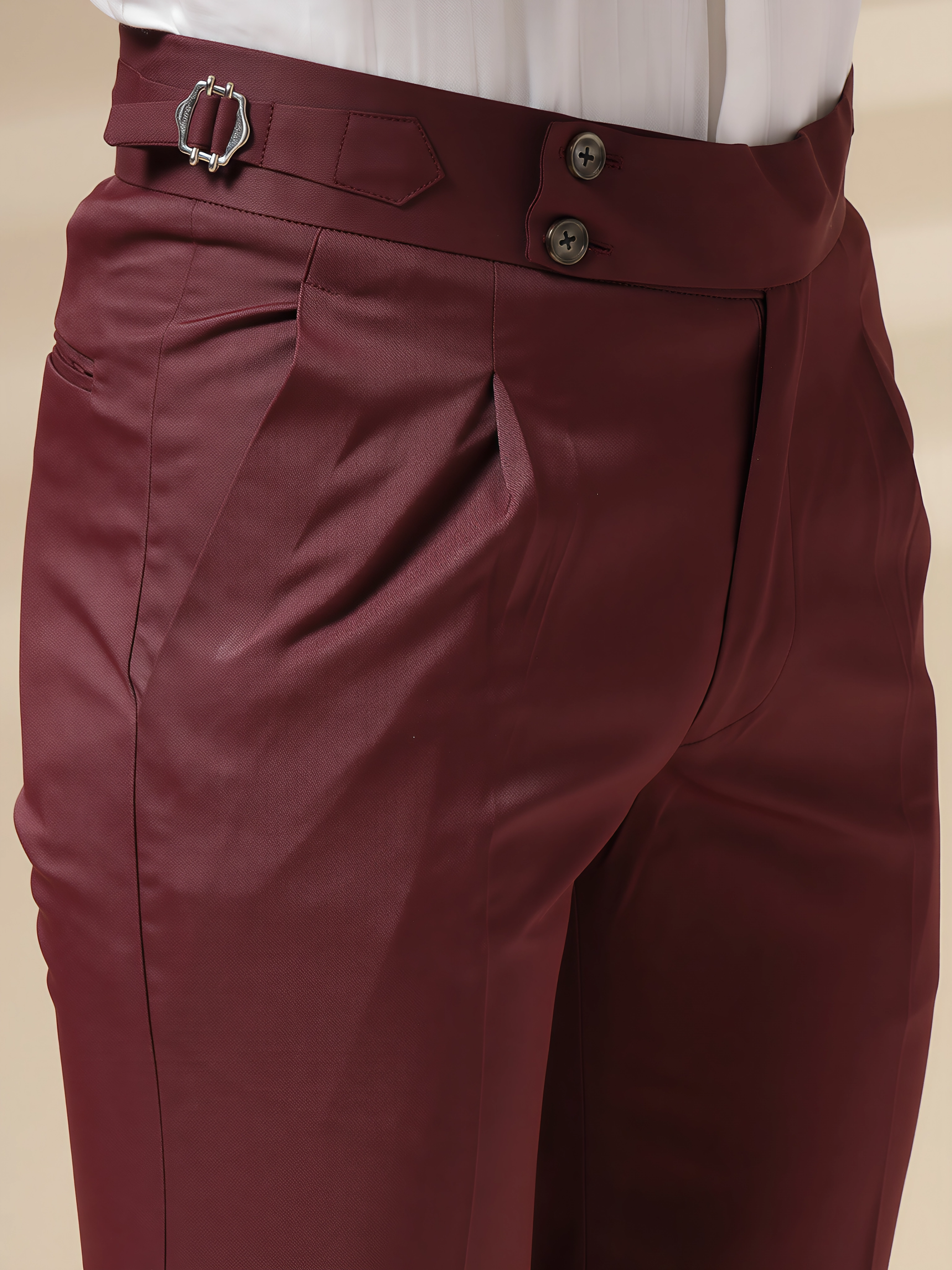 Wine Signature Buttoned Gurkha Pants by ITALIAN VEGA®