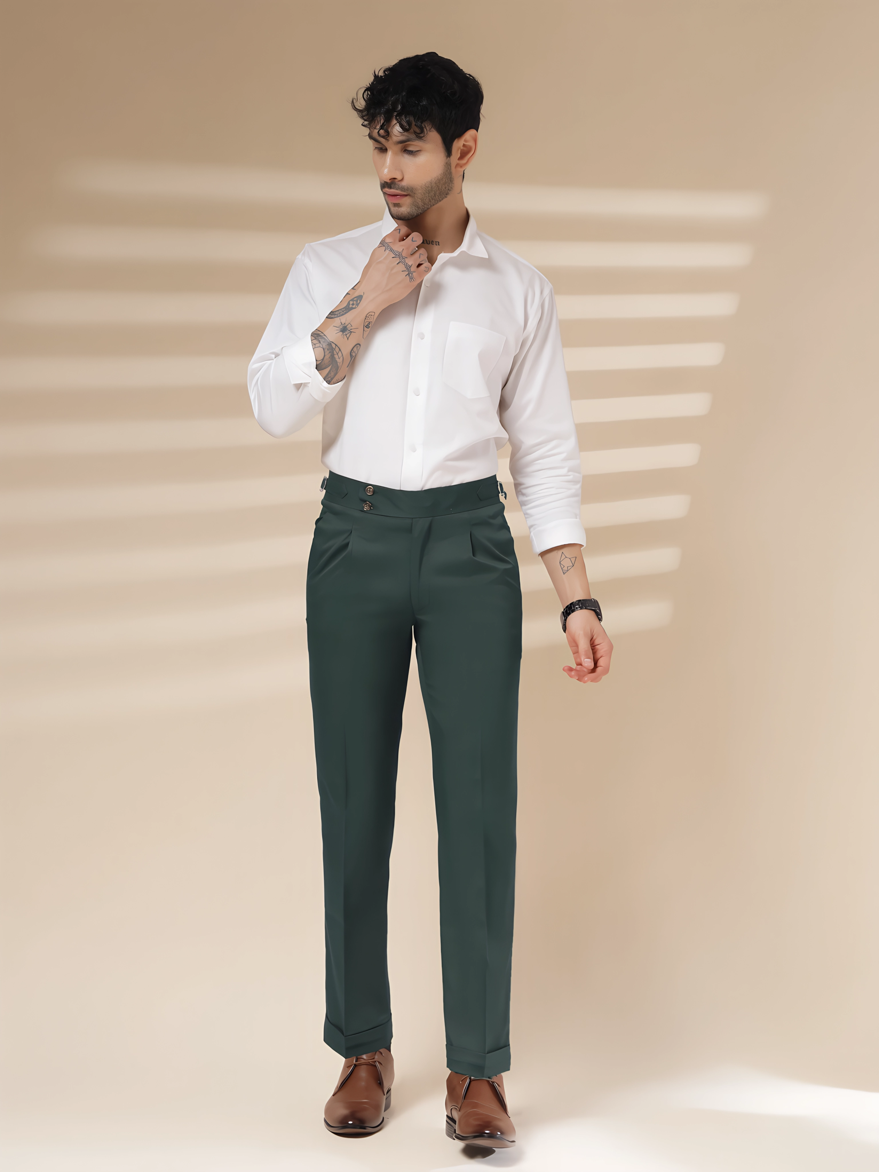 Bottle Green Signature Buttoned Gurkha Pants by ITALIAN VEGA®