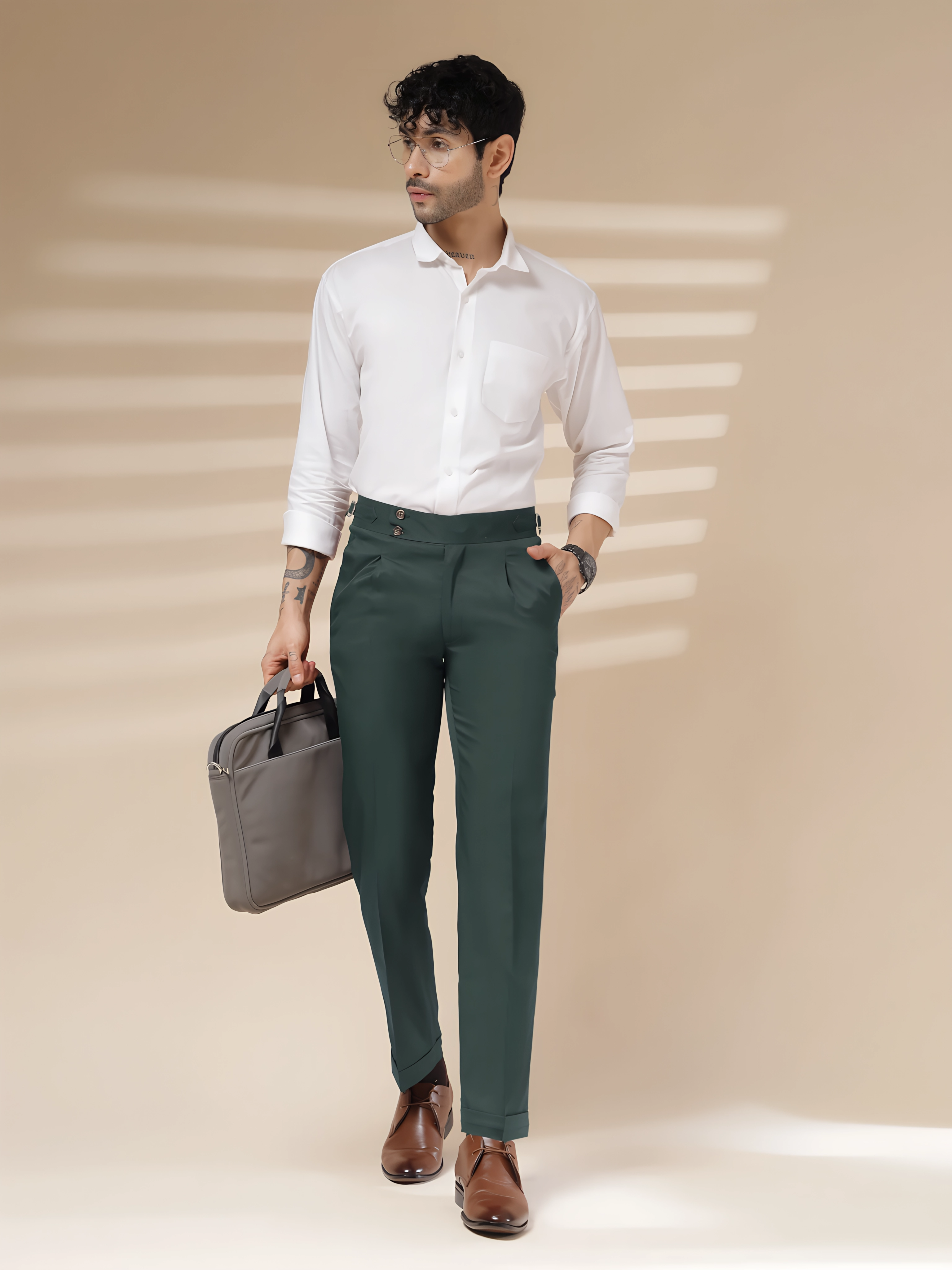 Bottle Green Signature Buttoned Gurkha Pants by ITALIAN VEGA®