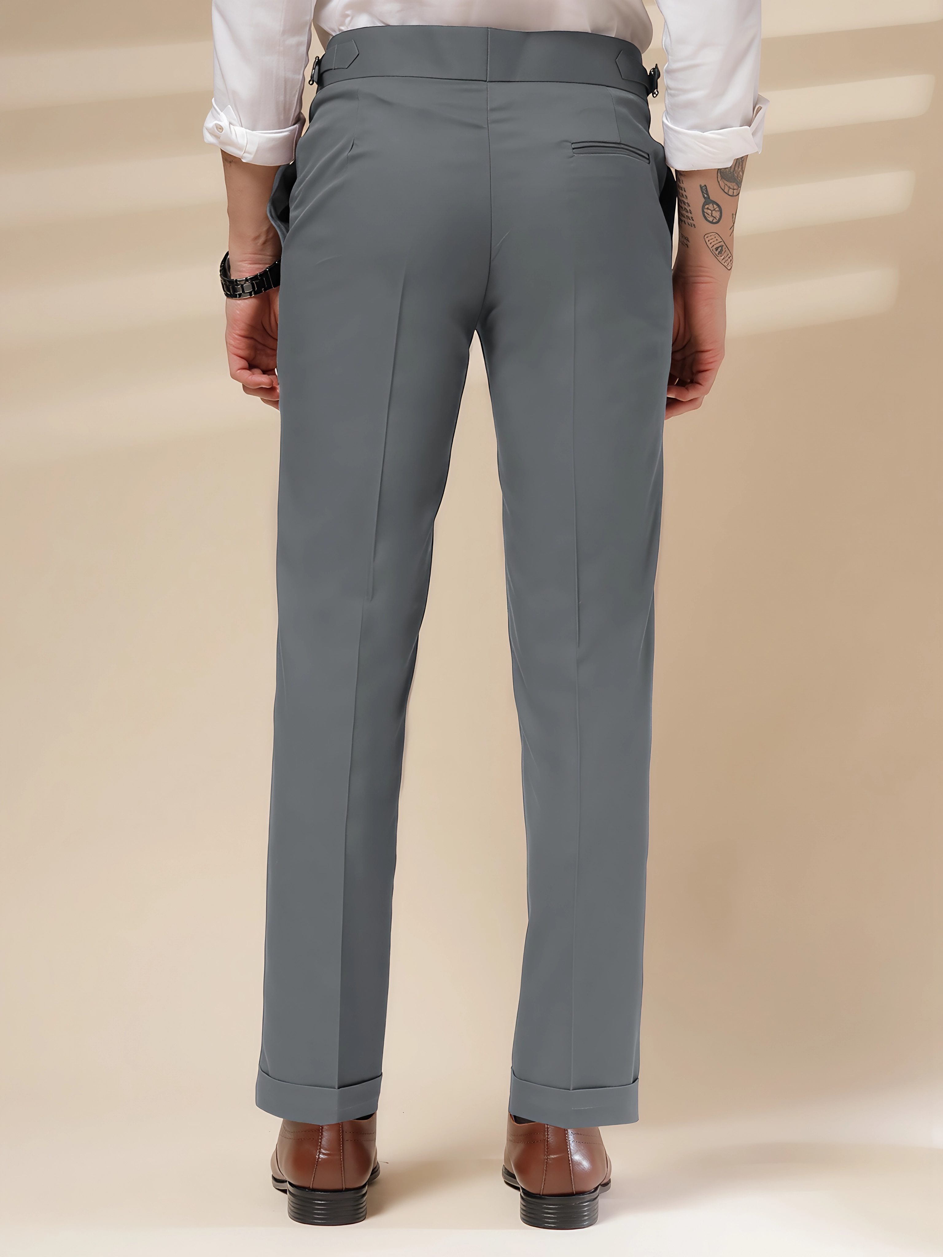 Stone Grey Signature Buttoned Gurkha Pants by ITALIAN VEGA®
