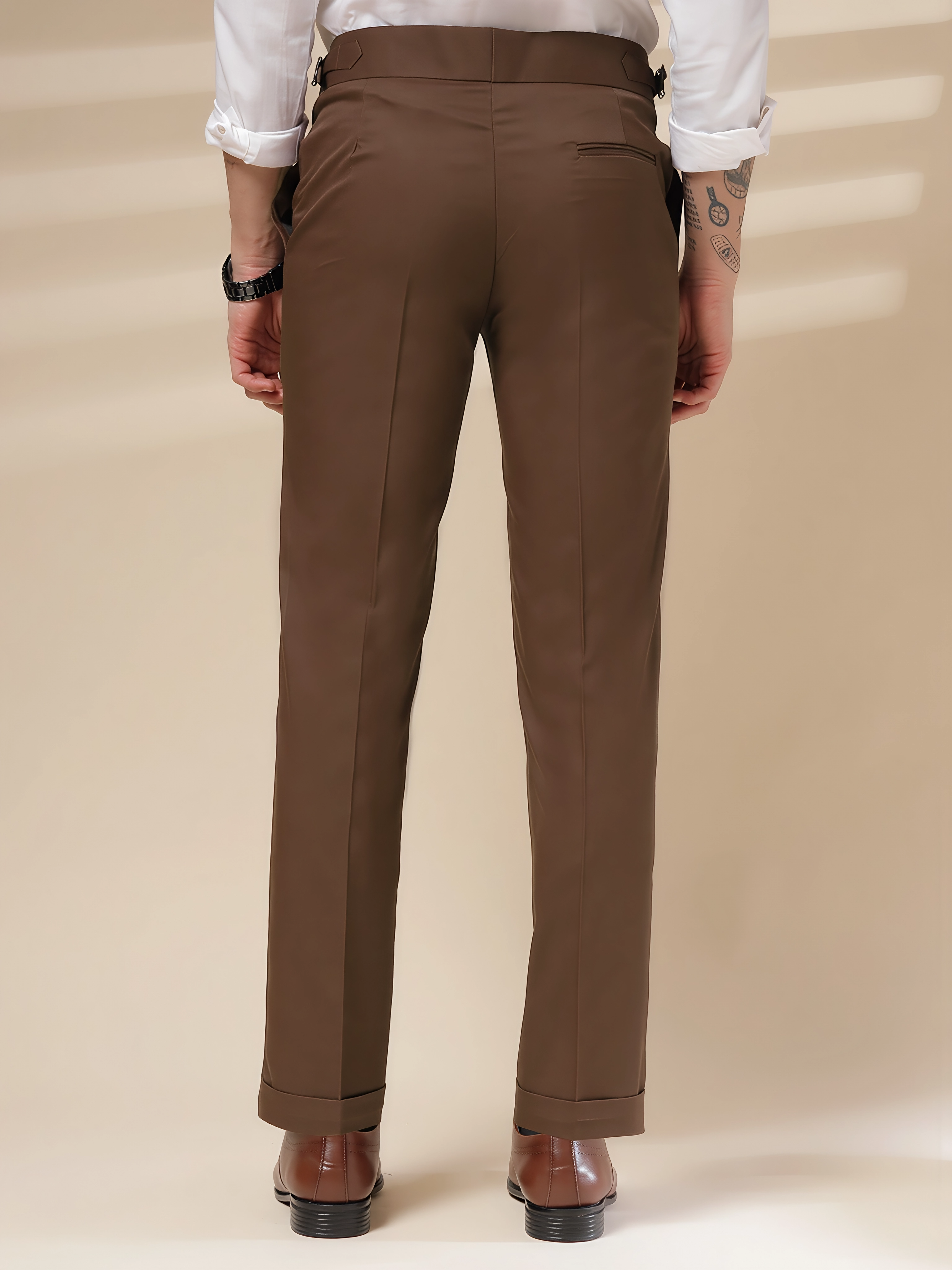 Brown Signature Buttoned Gurkha Pants by ITALIAN VEGA®