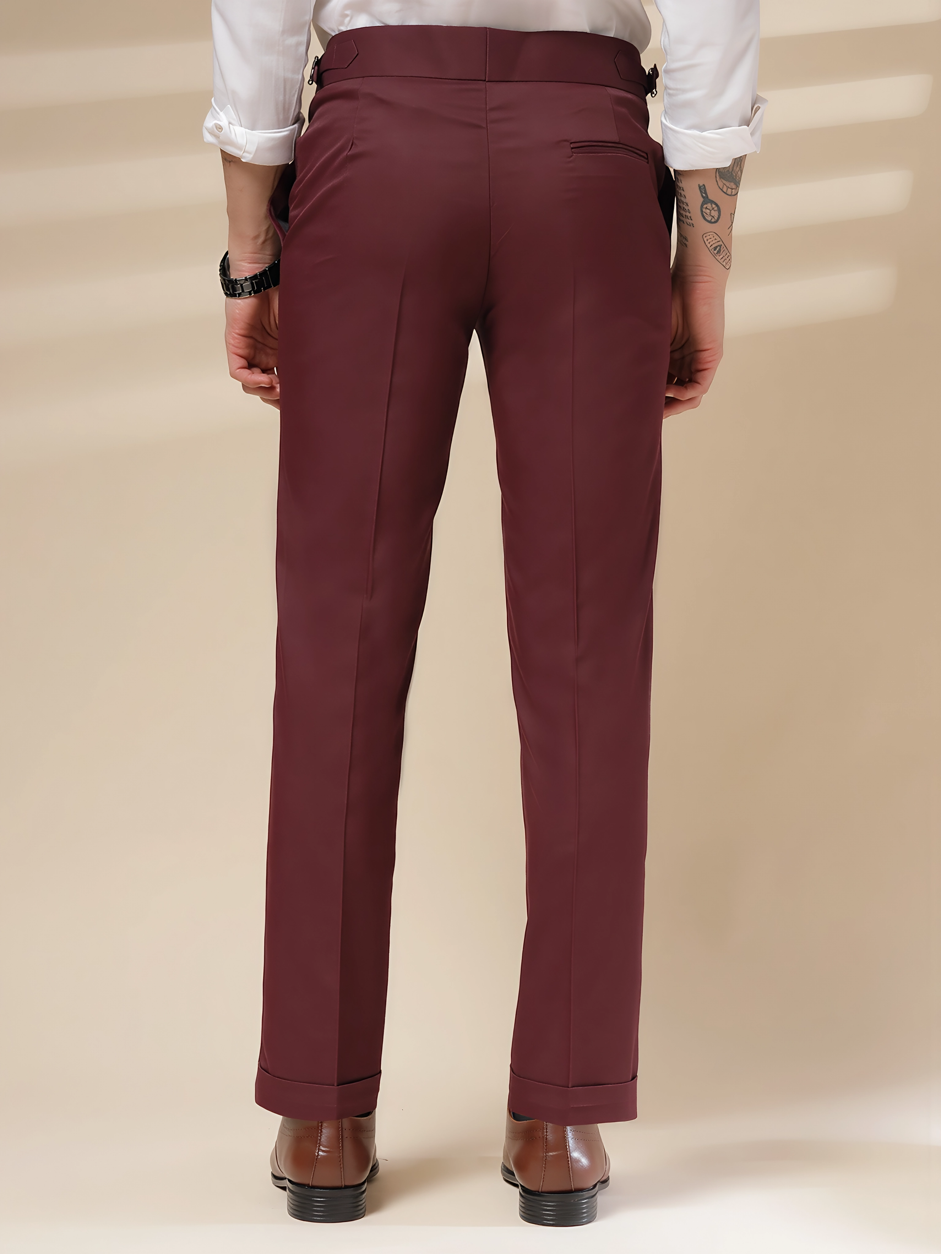 Wine Signature Buttoned Gurkha Pants by ITALIAN VEGA®