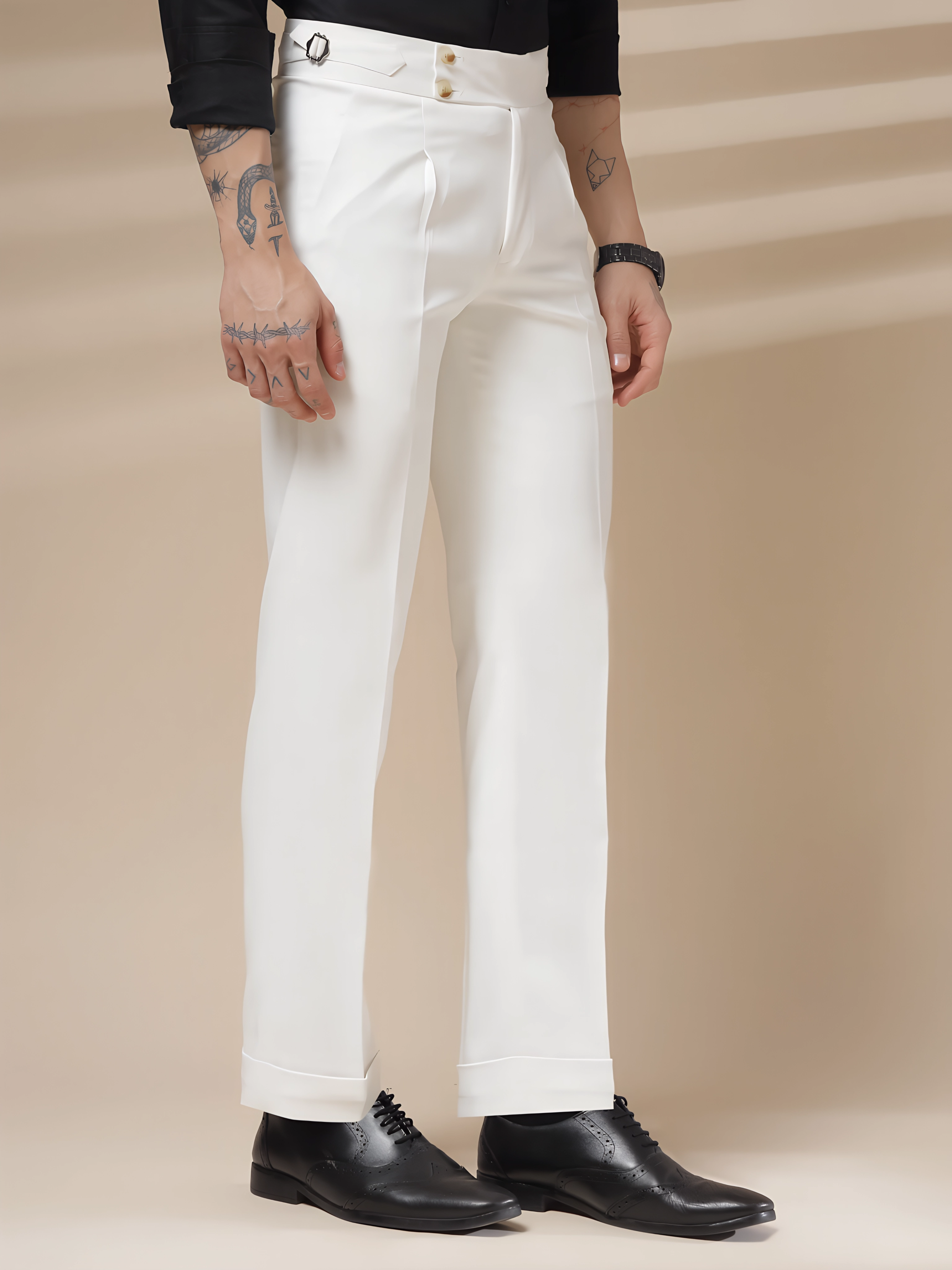 White Signature Buttoned Gurkha Pants by ITALIAN VEGA®