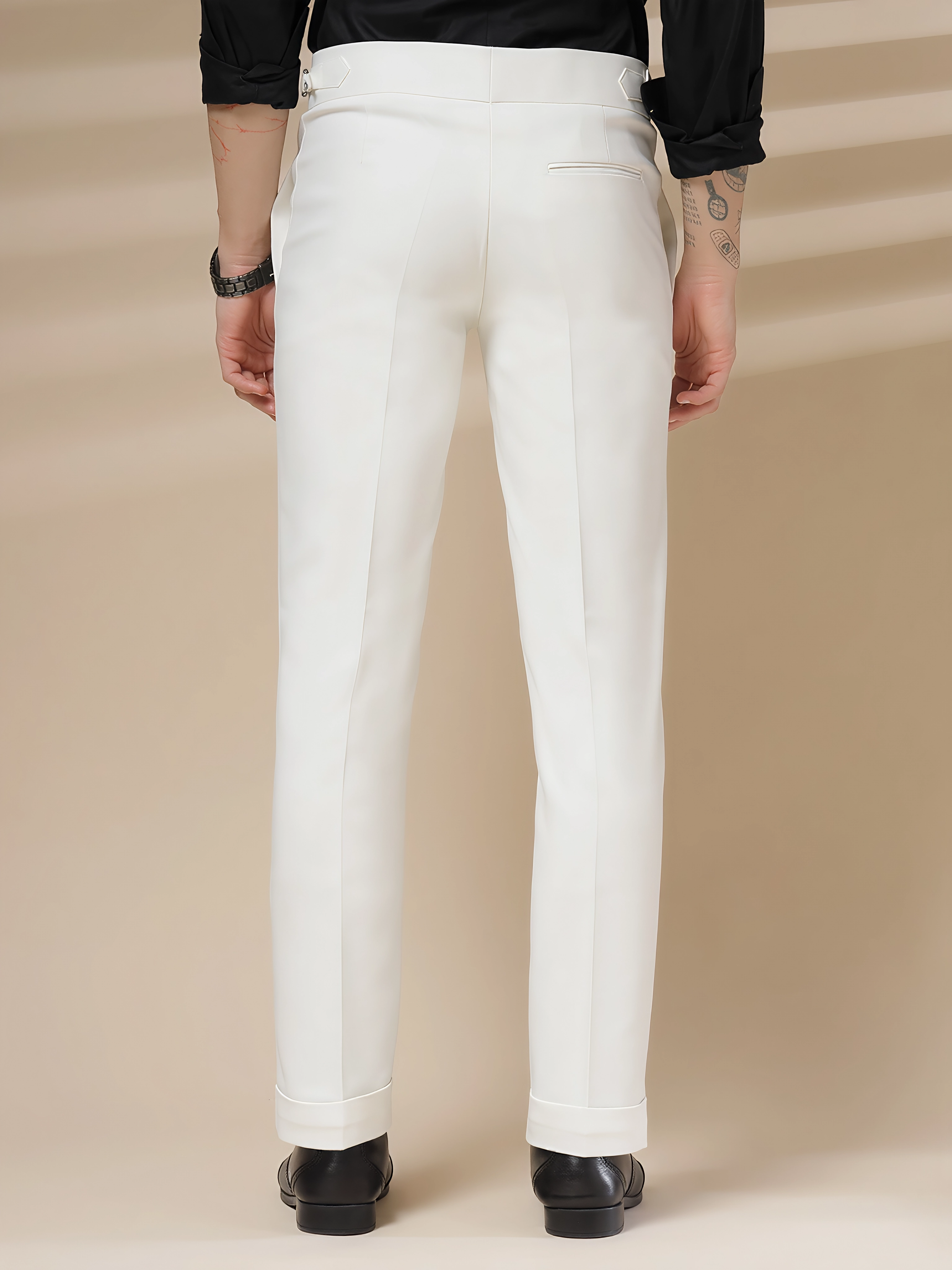 White Signature Buttoned Gurkha Pants by ITALIAN VEGA®