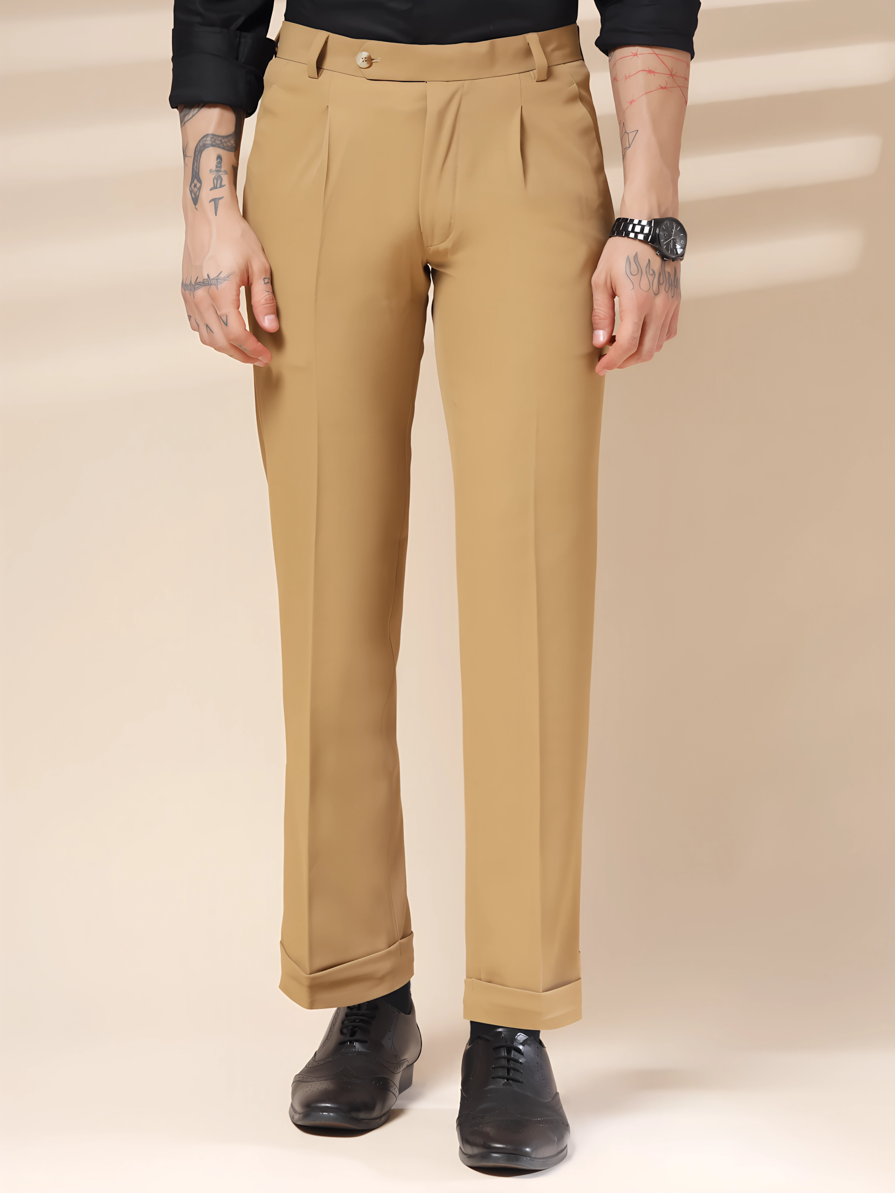 Camel Men Pleated Trouser by ITALIAN VEGA®