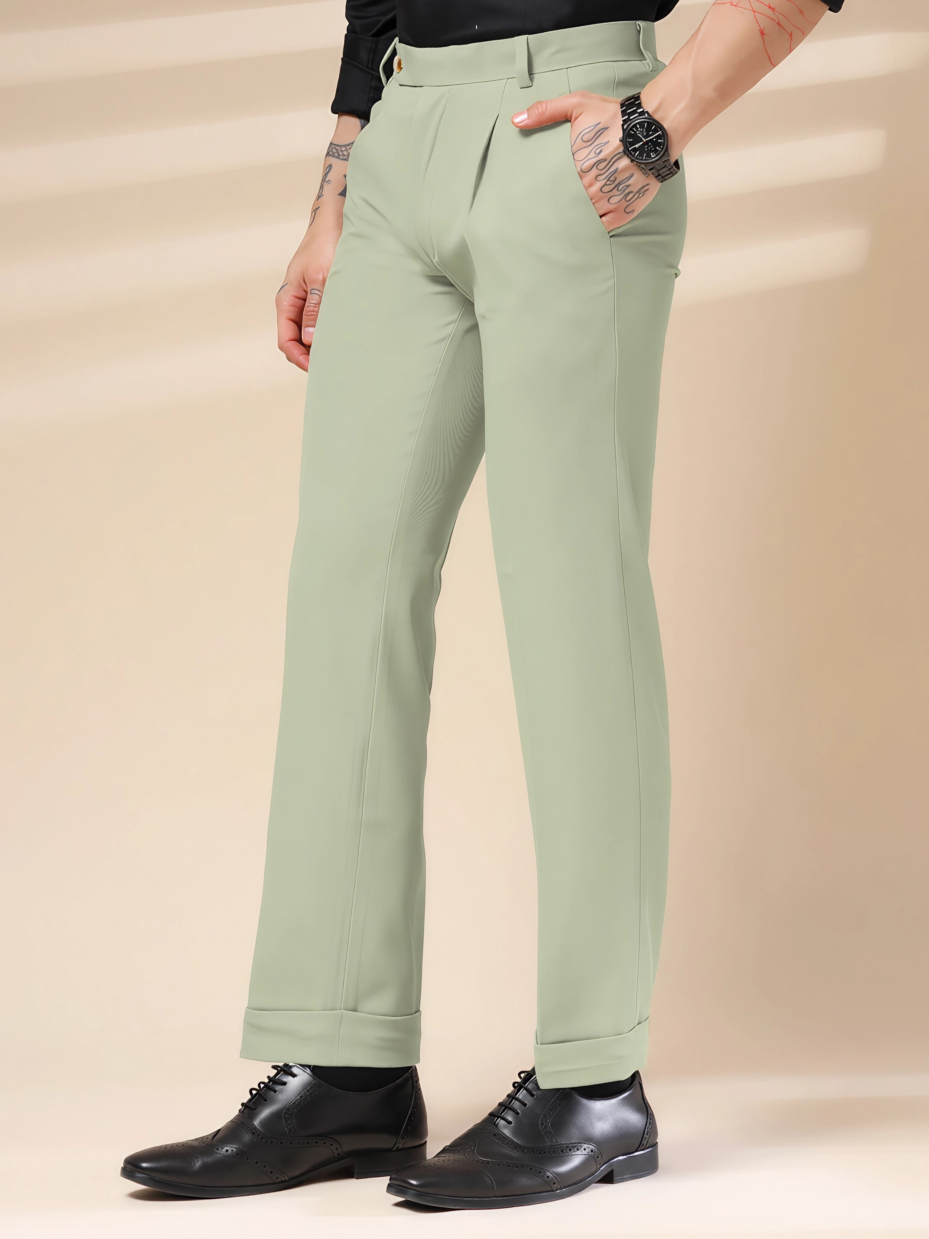 Lime Men Pleated Trouser by Italian Vega®