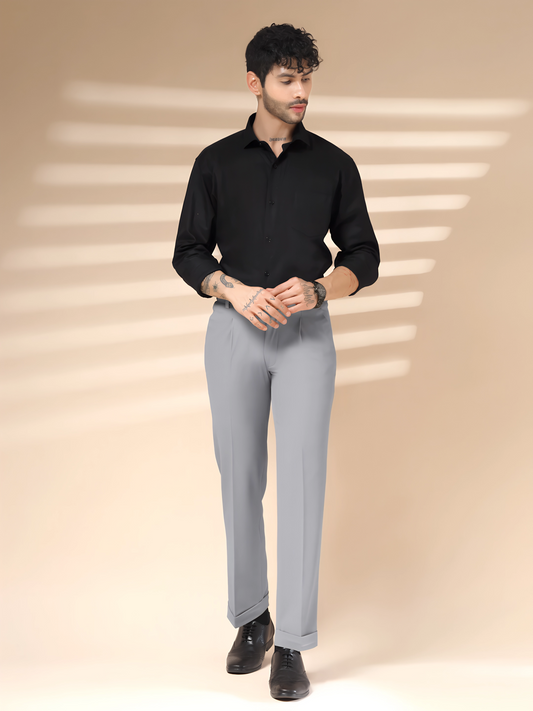 Ash Grey Men Pleated Trouser by Italian Vega®