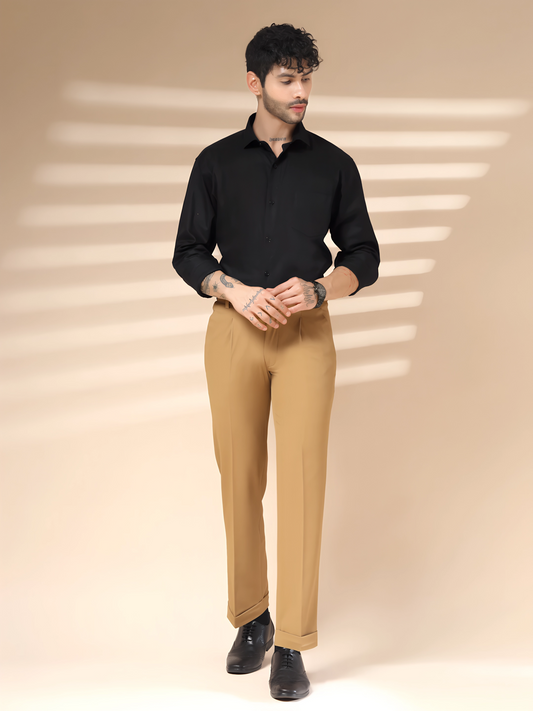 Camel Men Pleated Trouser by Italian Vega®