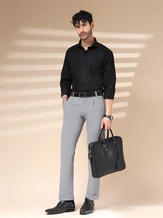 Ash Grey Men Pleated Trouser by Italian Vega®