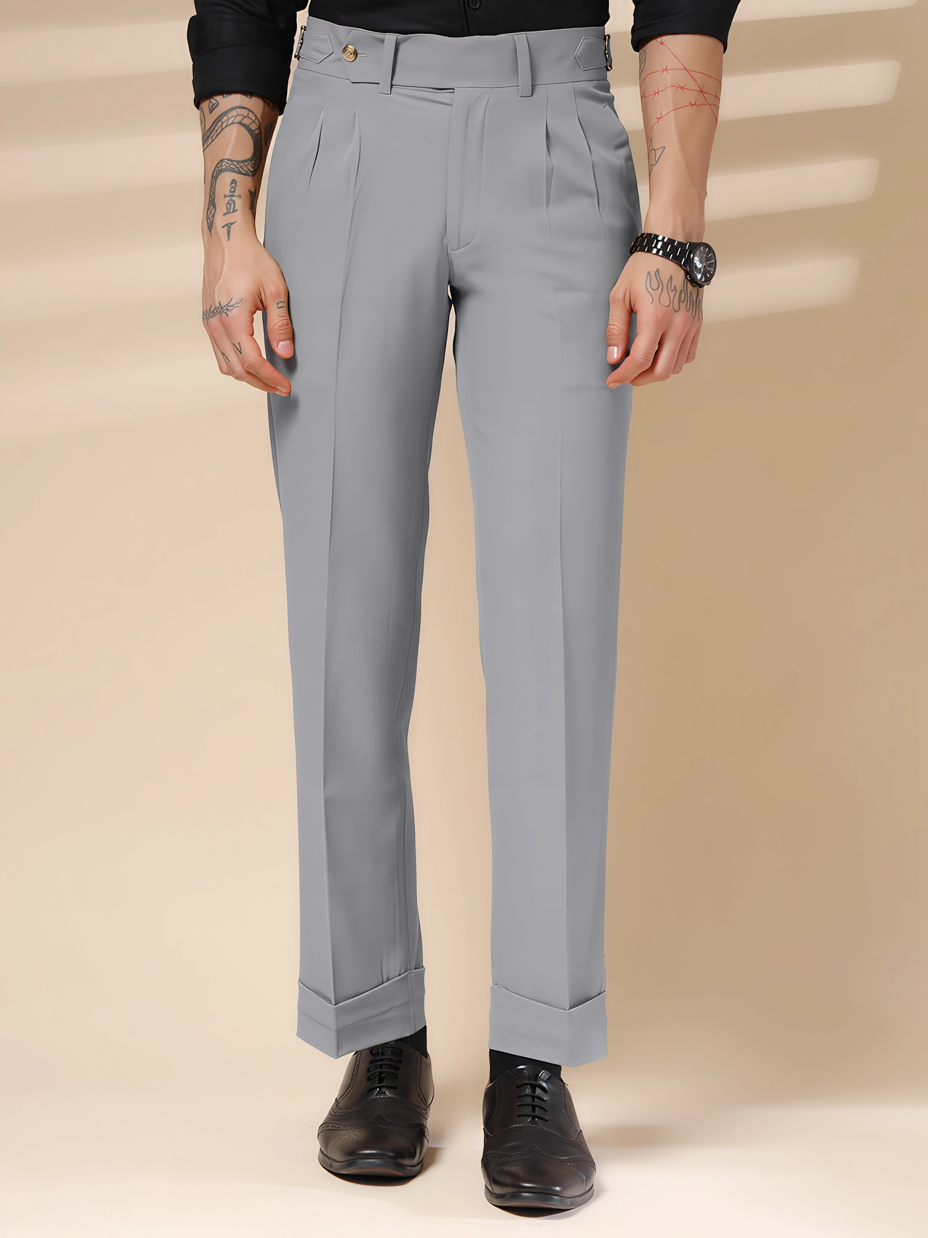 Italian Ash Grey Signature Gurkha Pants by ITALIAN VEGA®