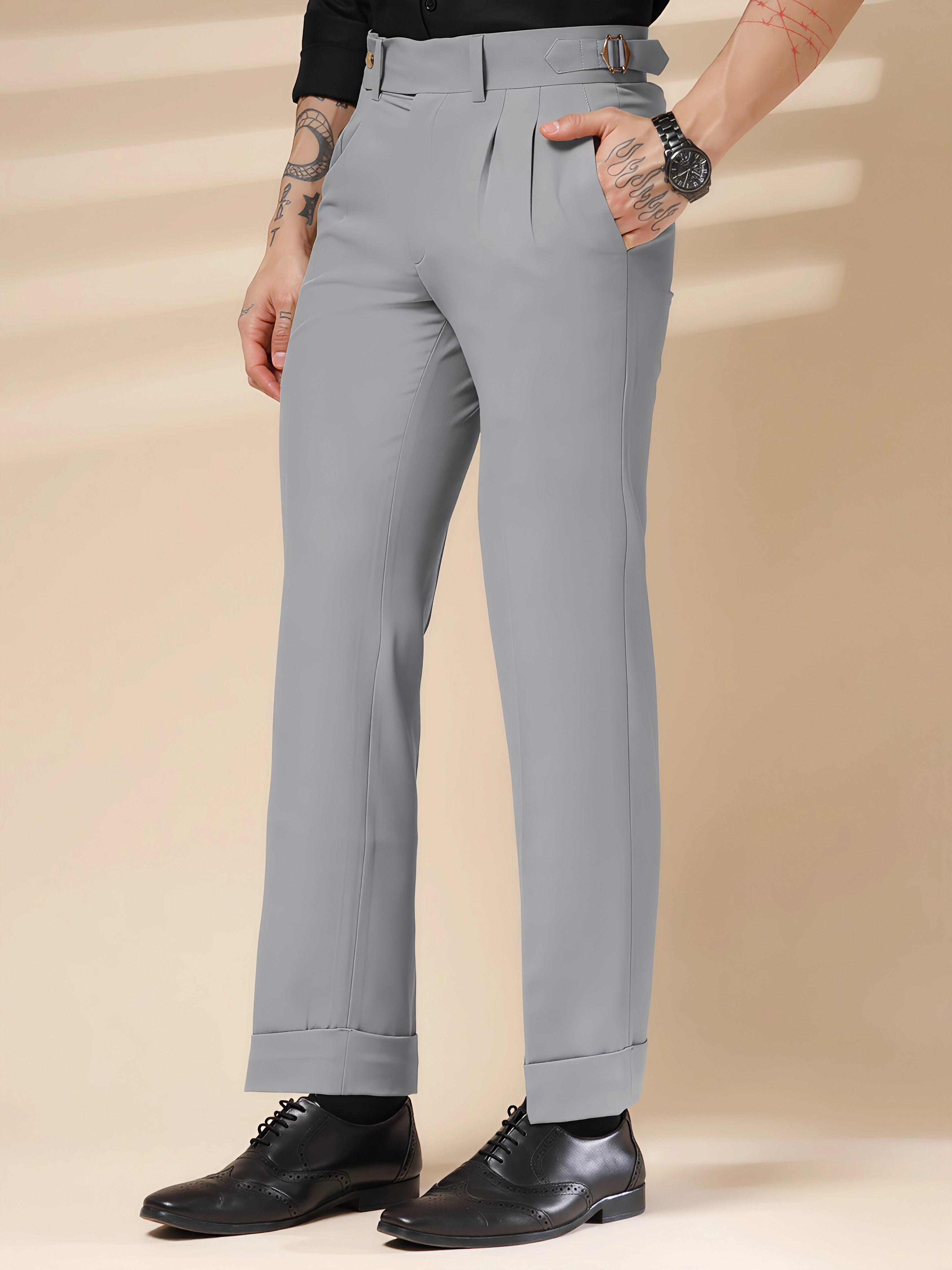 Italian Ash Grey Signature Gurkha Pants by ITALIAN VEGA®