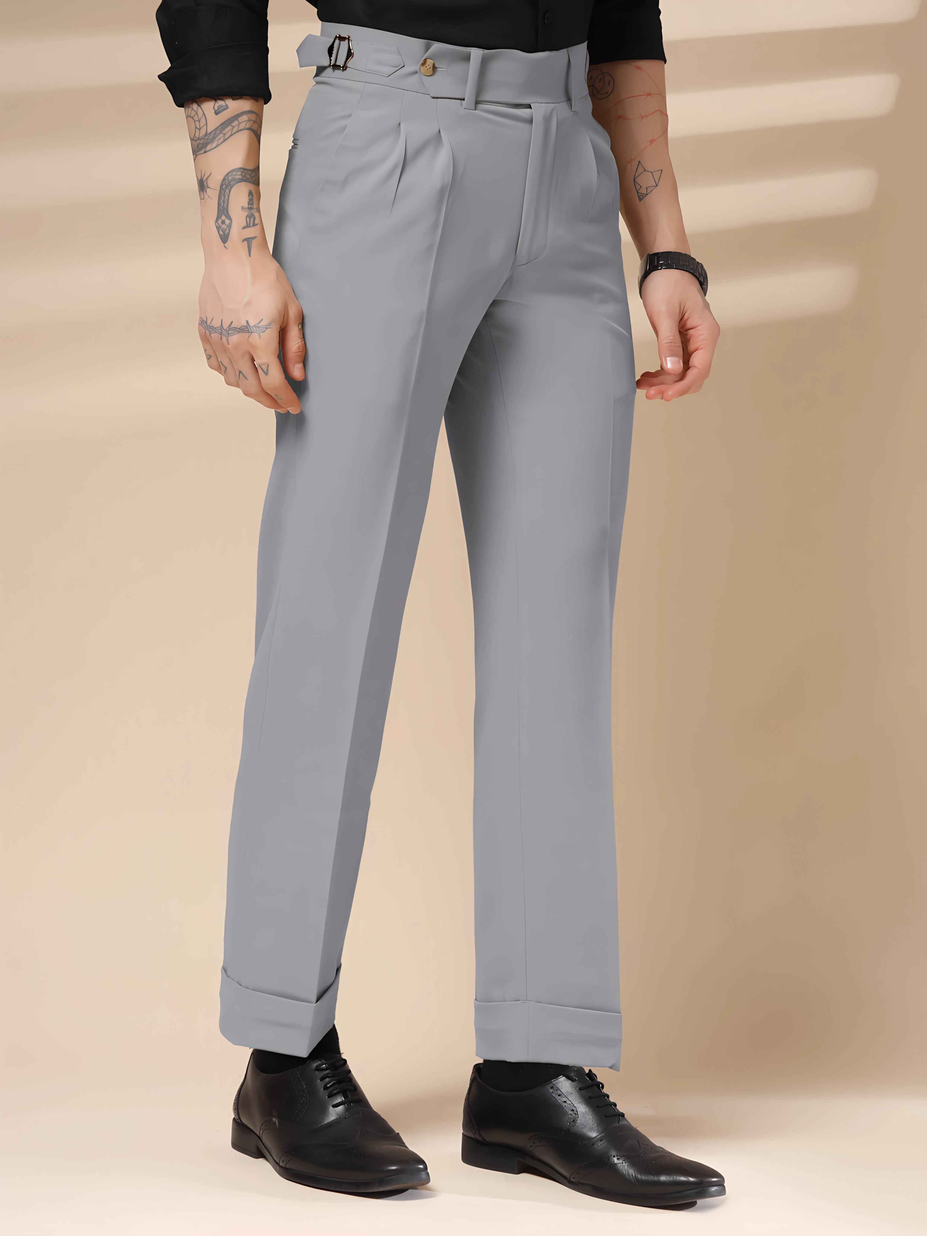Italian Ash Grey Signature Gurkha Pants by ITALIAN VEGA®