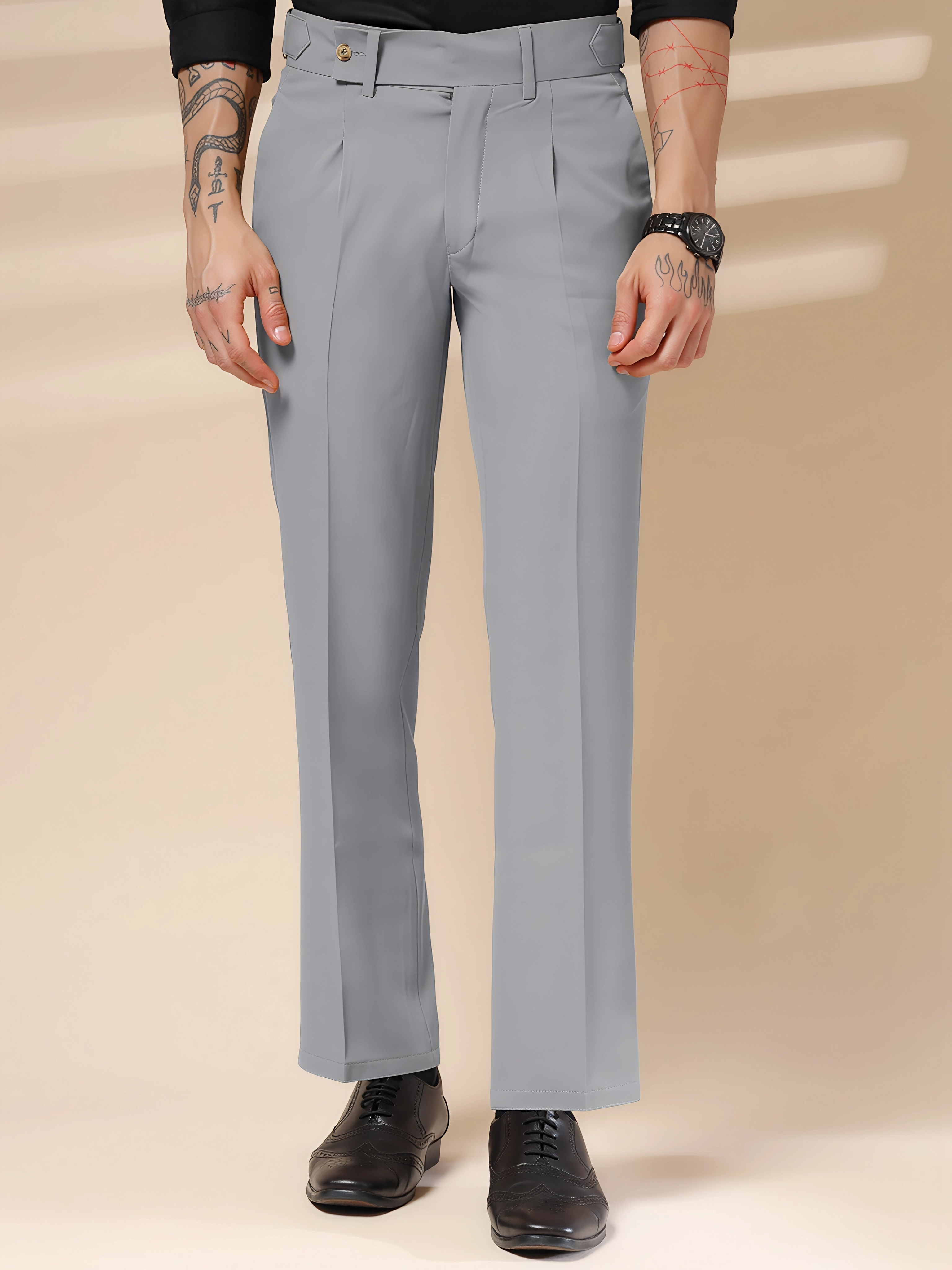 Ash Grey Oxford Gurkha Trouser by ITALIAN VEGA®