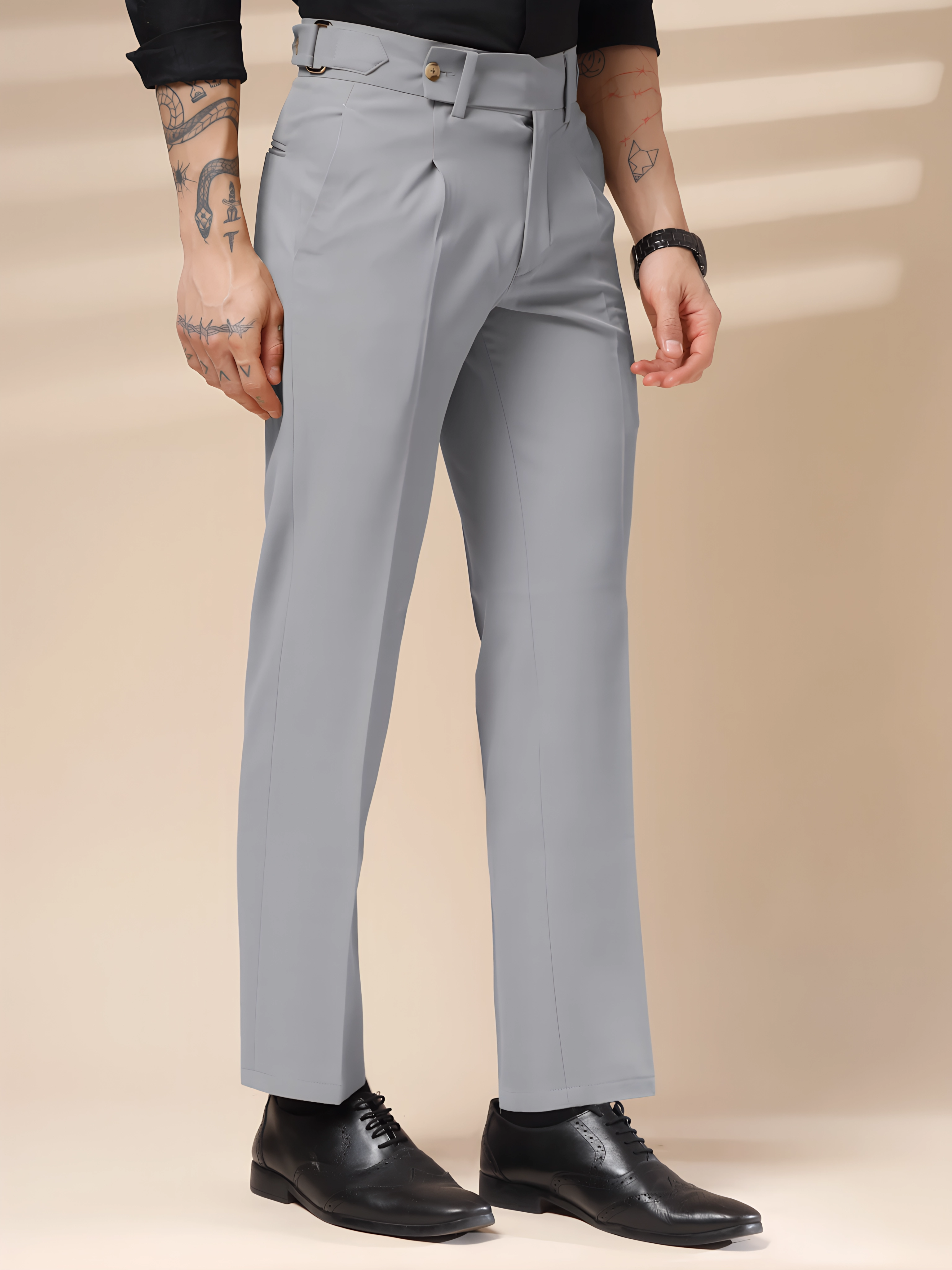 Ash Grey Oxford Gurkha Trouser by ITALIAN VEGA®