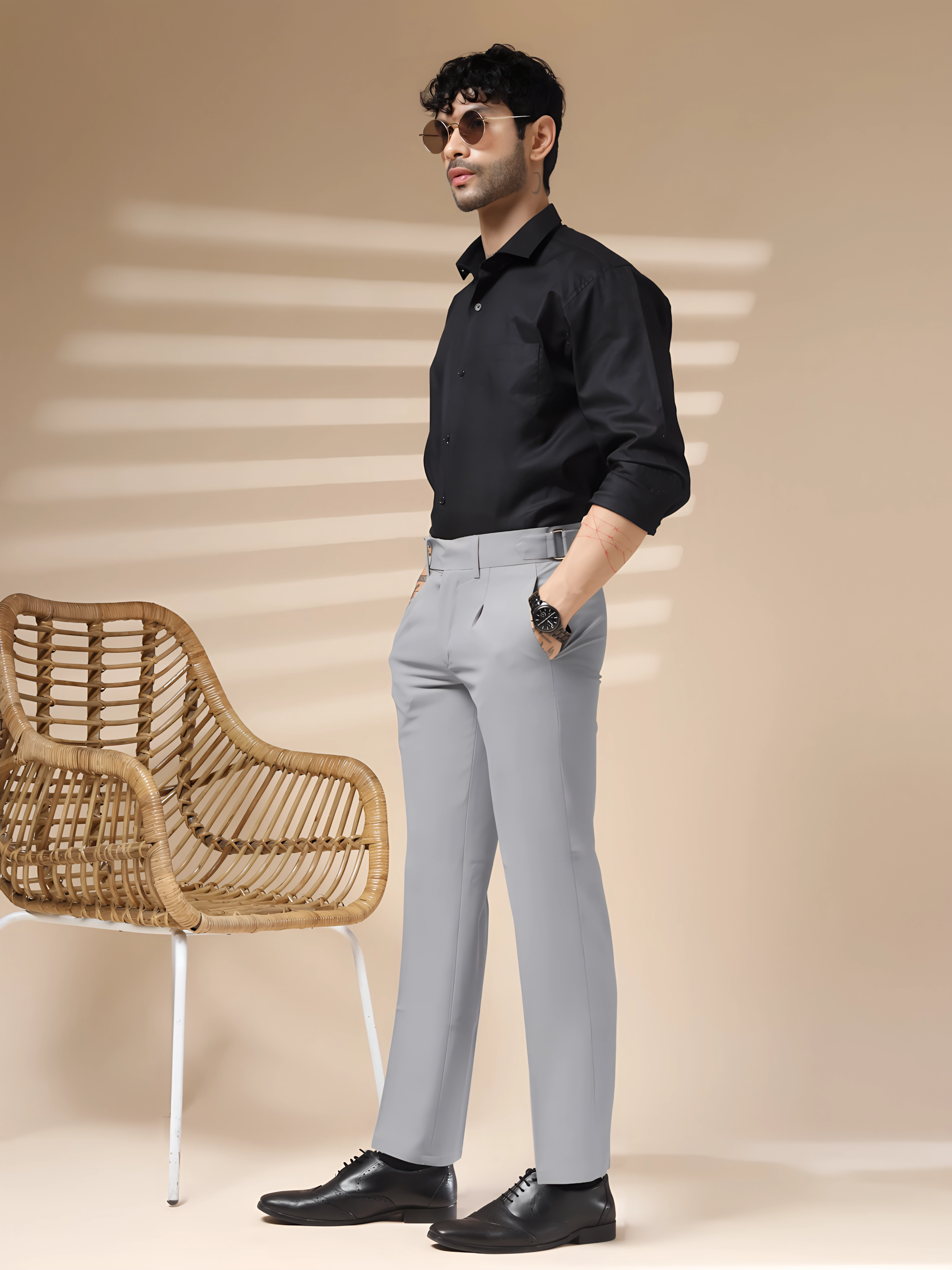 Ash Grey Oxford Gurkha Trouser by ITALIAN VEGA®