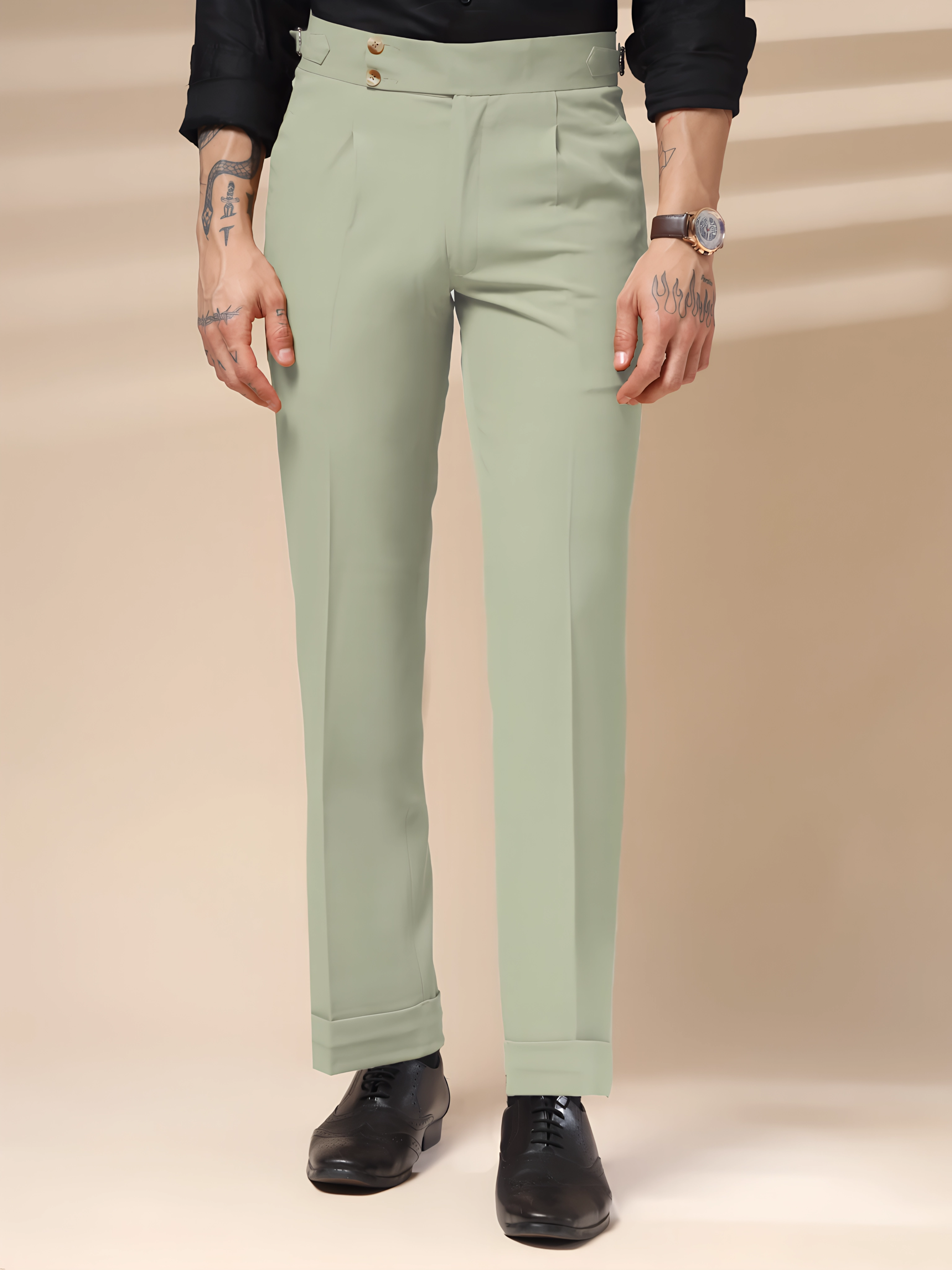 Lime Signature Buttoned Gurkha Pants by ITALIAN VEGA®