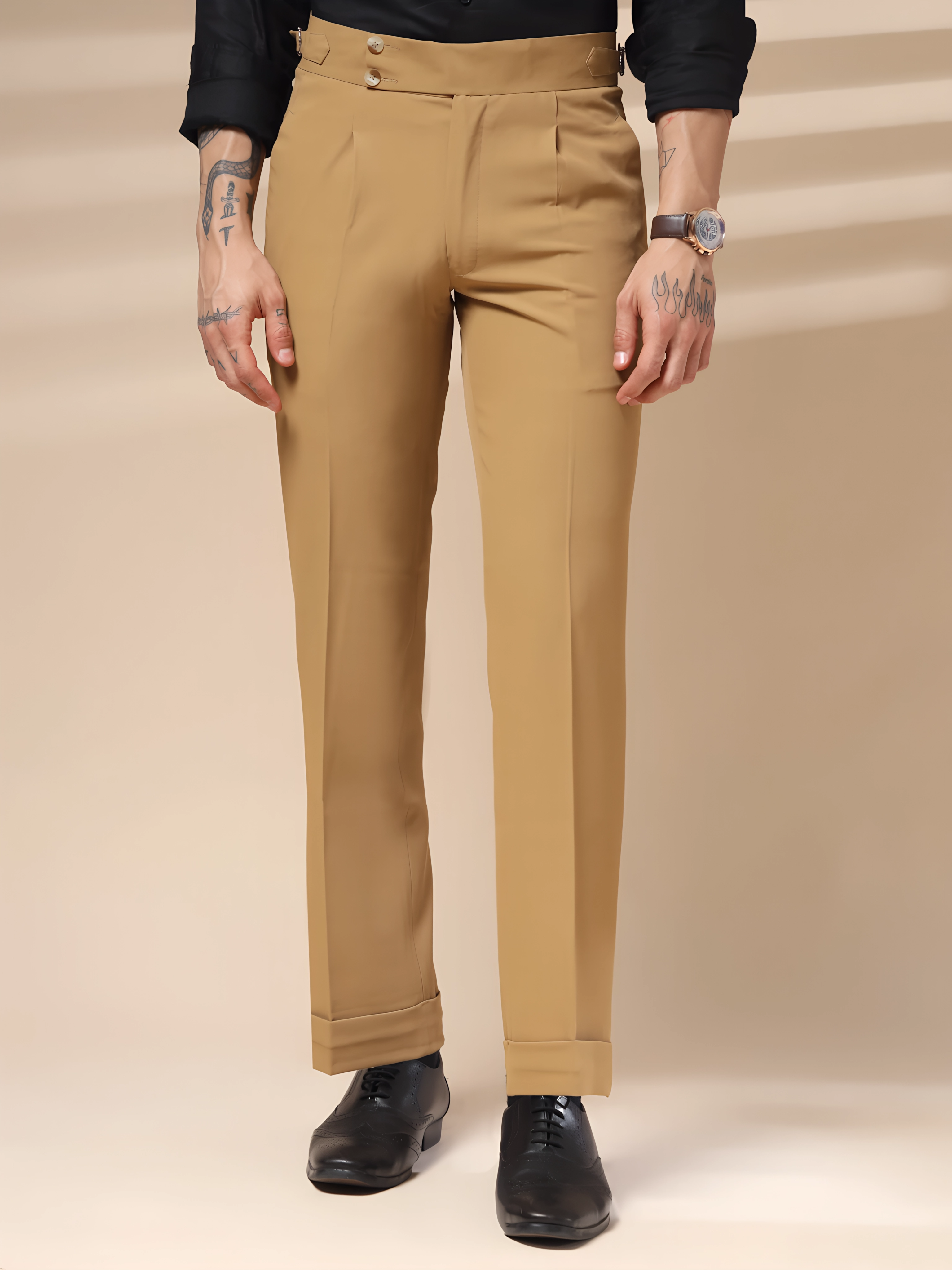 Camel Signature Buttoned Gurkha Pants by ITALIAN VEGA®