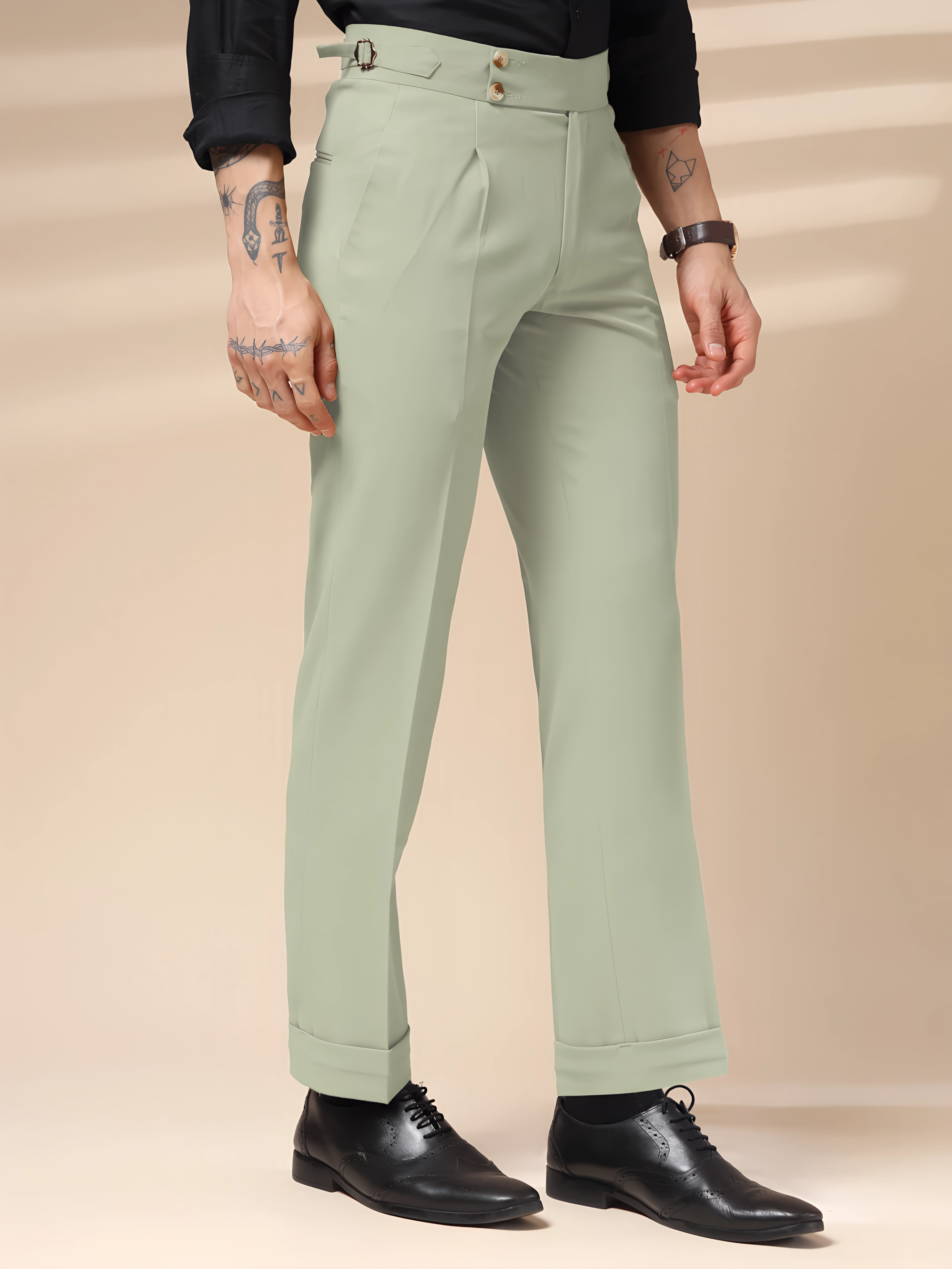 Lime Signature Buttoned Gurkha Pants by ITALIAN VEGA®