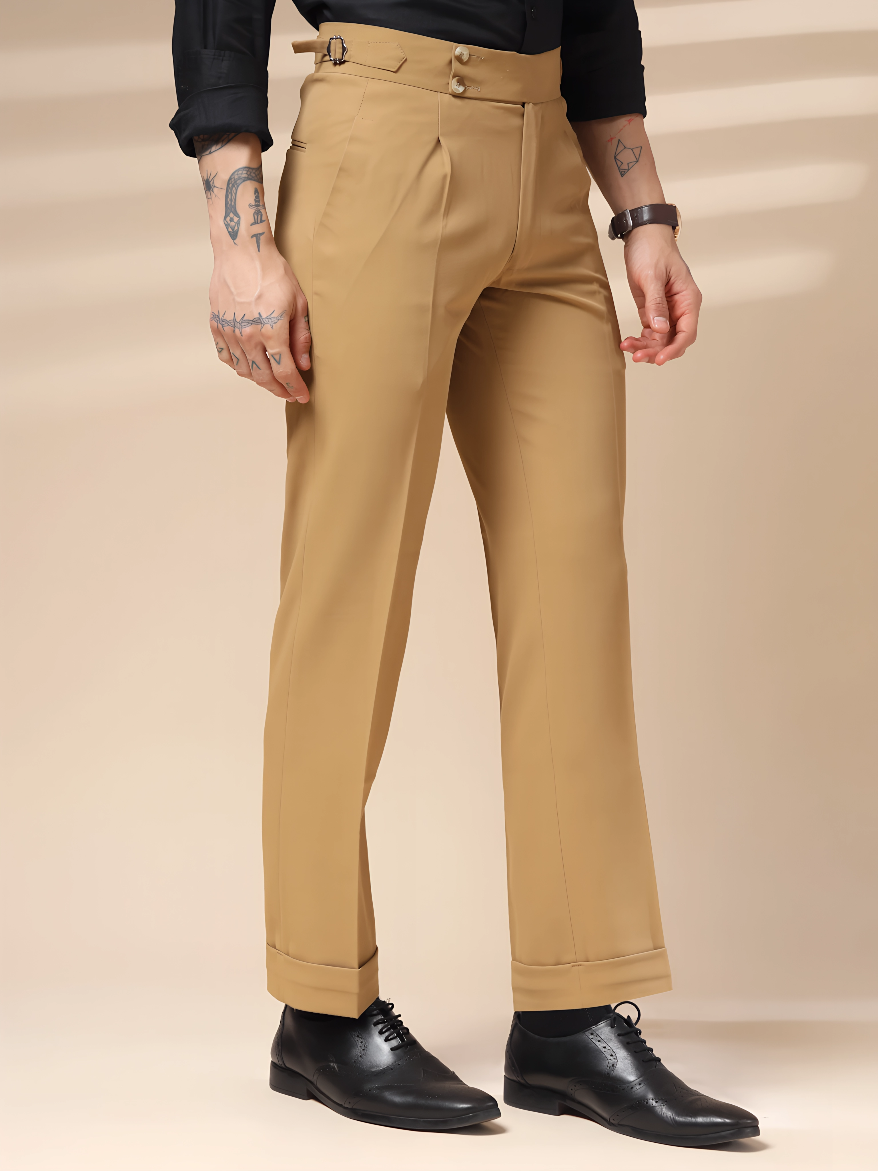 Camel Signature Buttoned Gurkha Pants by ITALIAN VEGA®