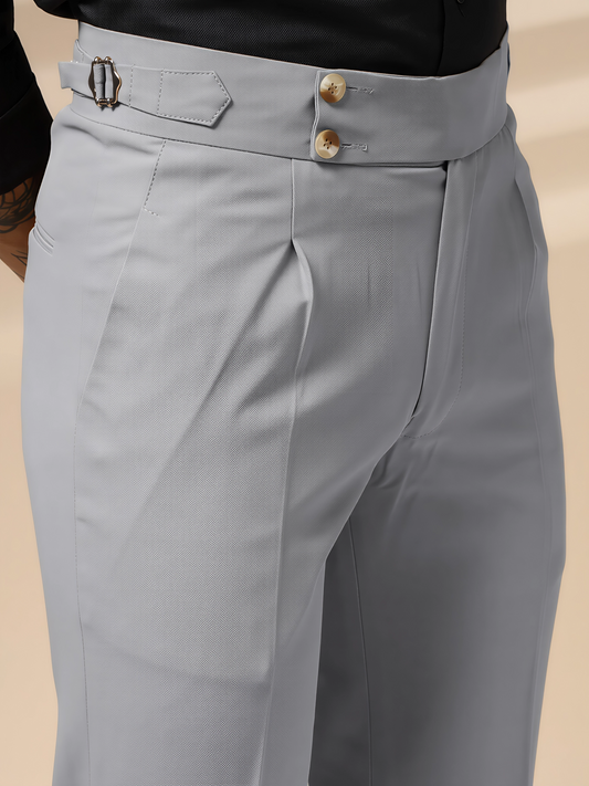 Ash Grey Signature Buttoned GURKHA PANTS by ITALIANVEGA™