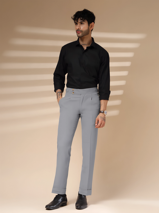 Ash Grey Signature Buttoned GURKHA PANTS by ITALIANVEGA™
