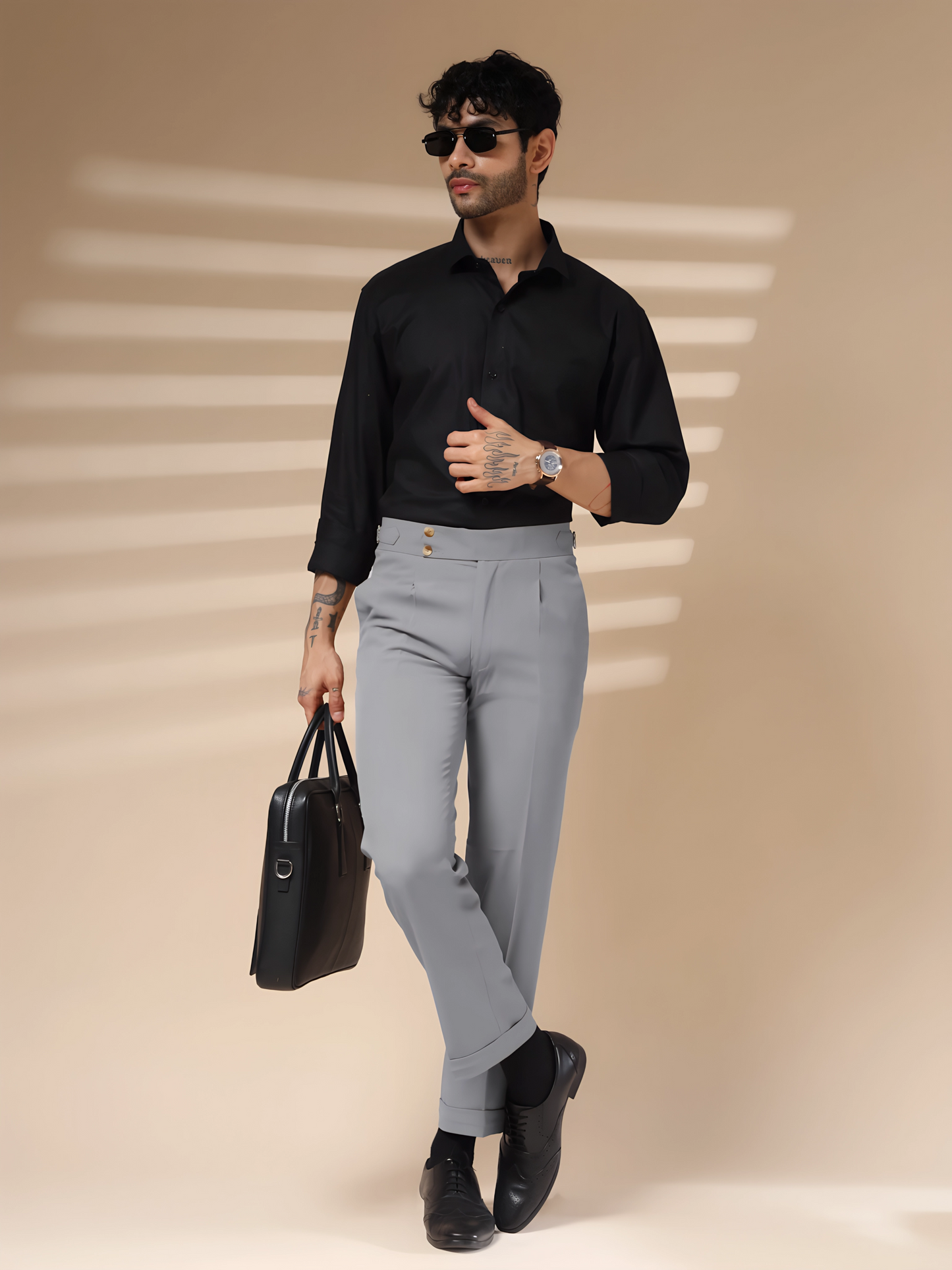 Ash Grey Signature Buttoned GURKHA PANTS by ITALIANVEGA™