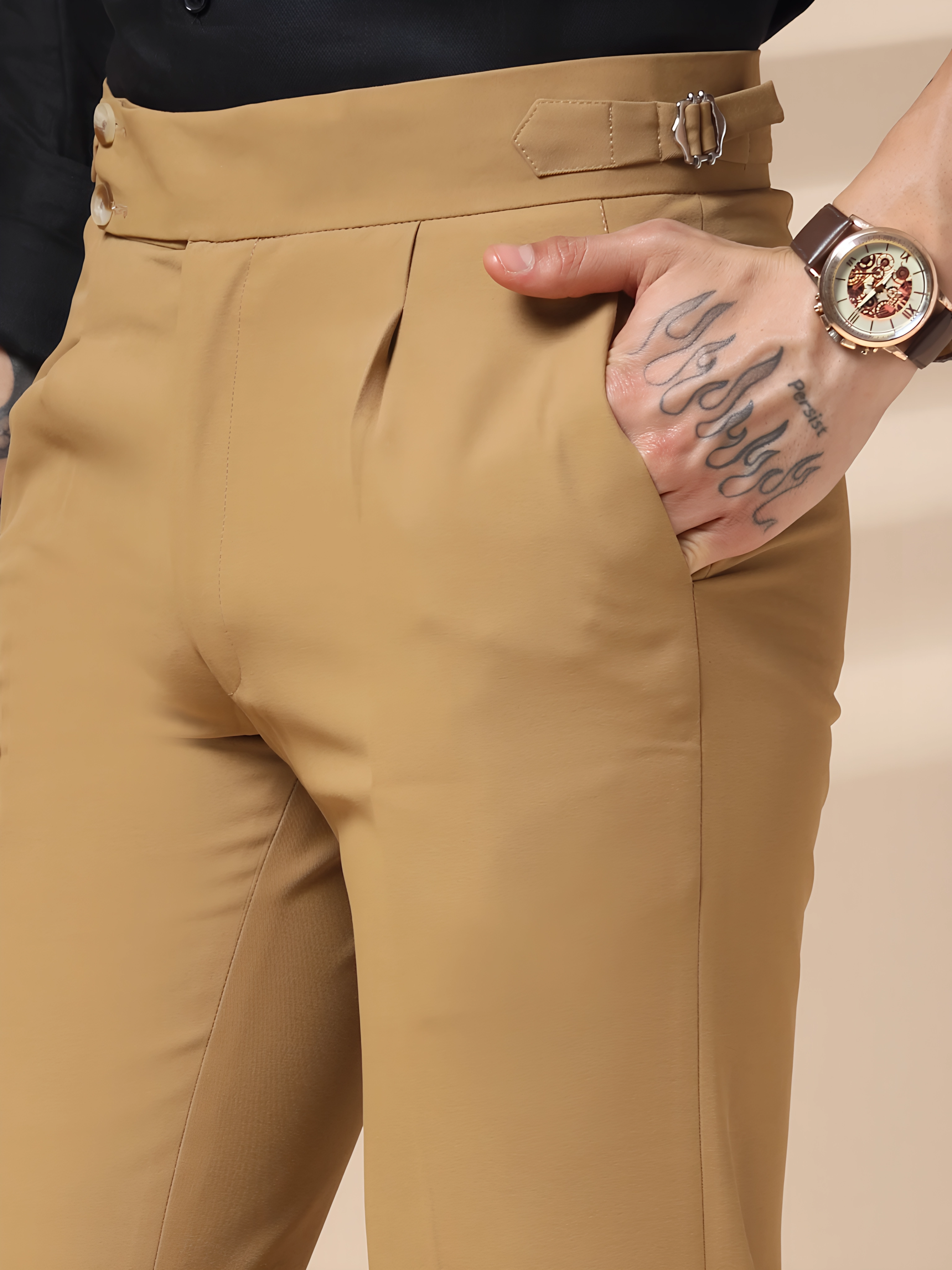 Camel Signature Buttoned Gurkha Pants by ITALIAN VEGA®