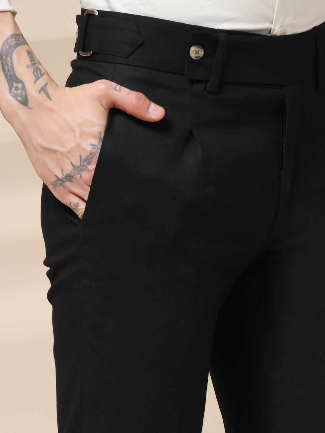 Black Oxford Linen Gurkha Pants | Boot Cut Fit by ITALIAN VEGA®