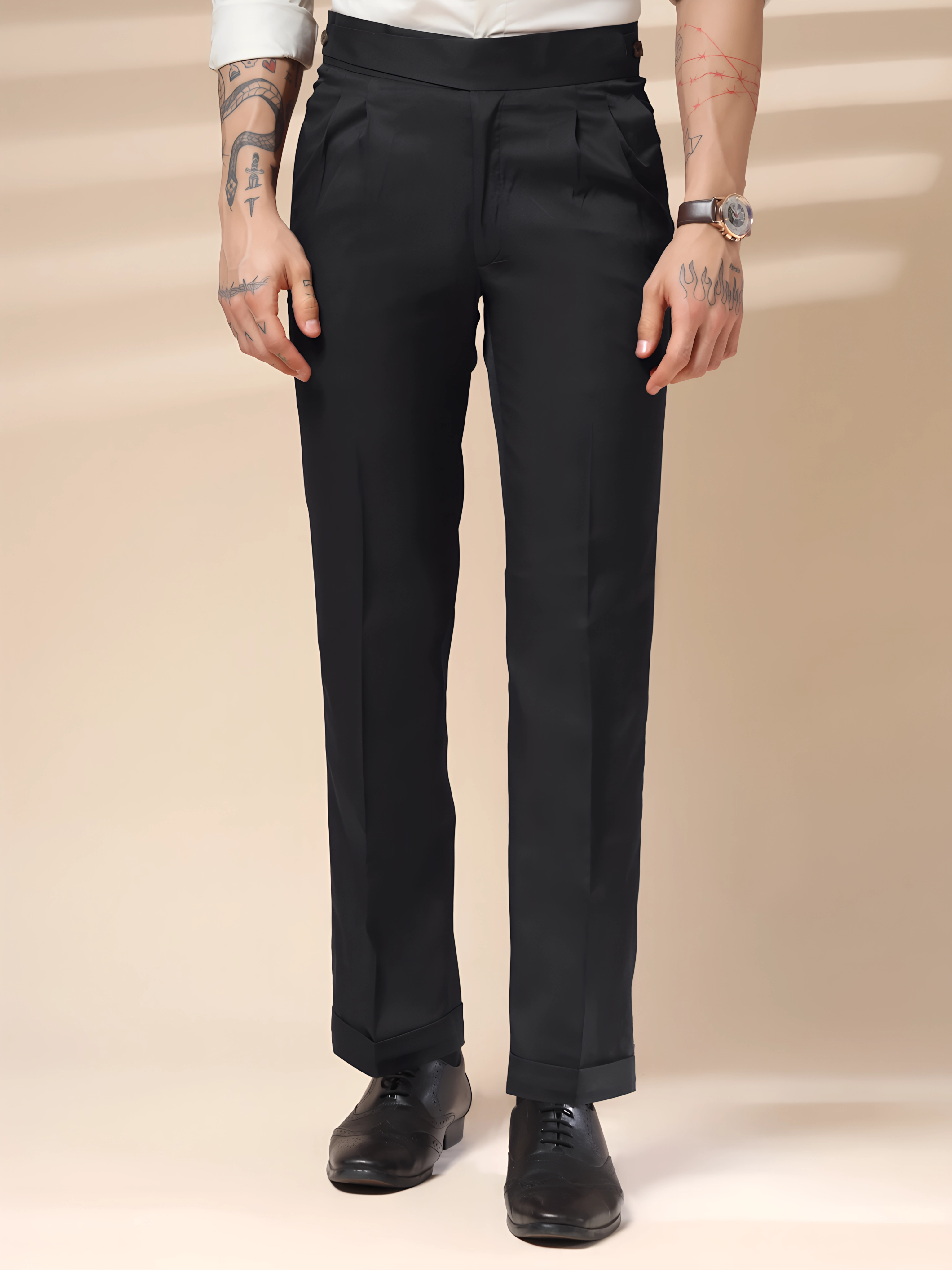 Black Classic Buttoned Gurkha Pants by TALIAN VEGA®