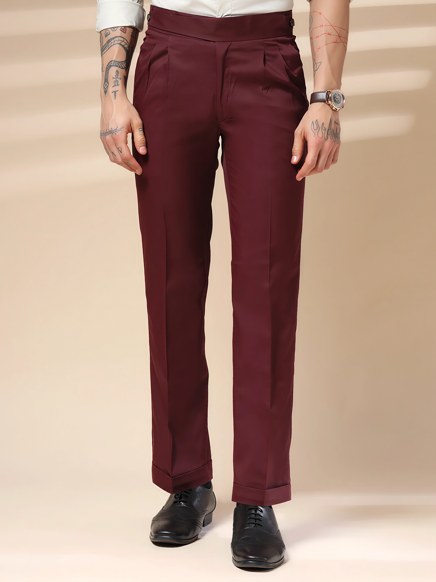 Wine Classic Buttoned Gurkha Pants by Italian Vega®