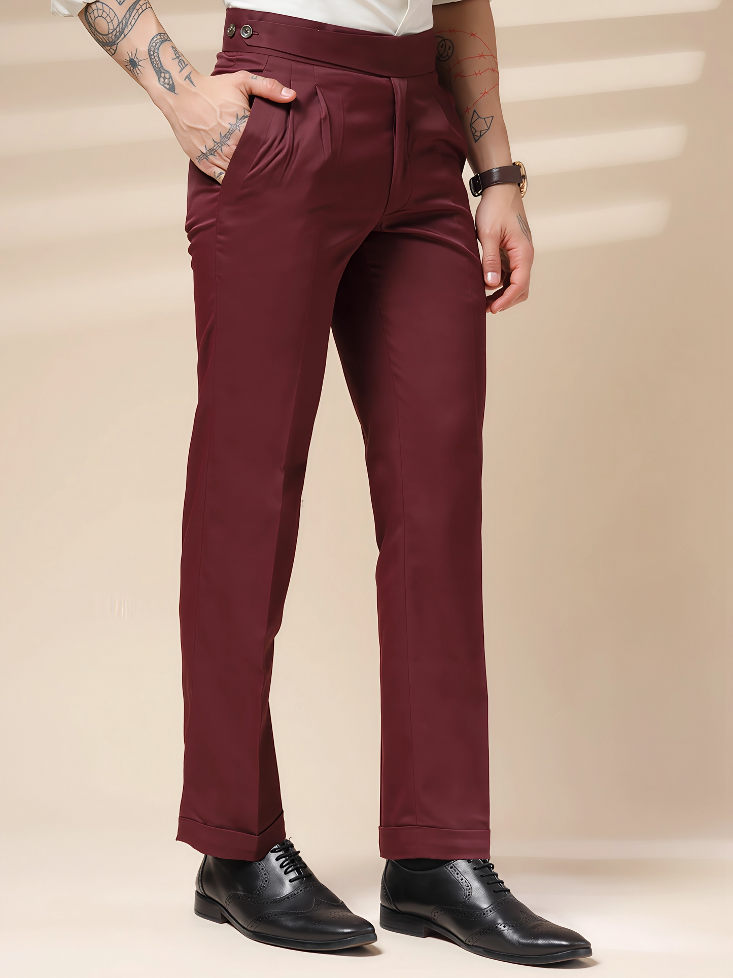 Wine Classic Buttoned Gurkha Pants by Italian Vega®