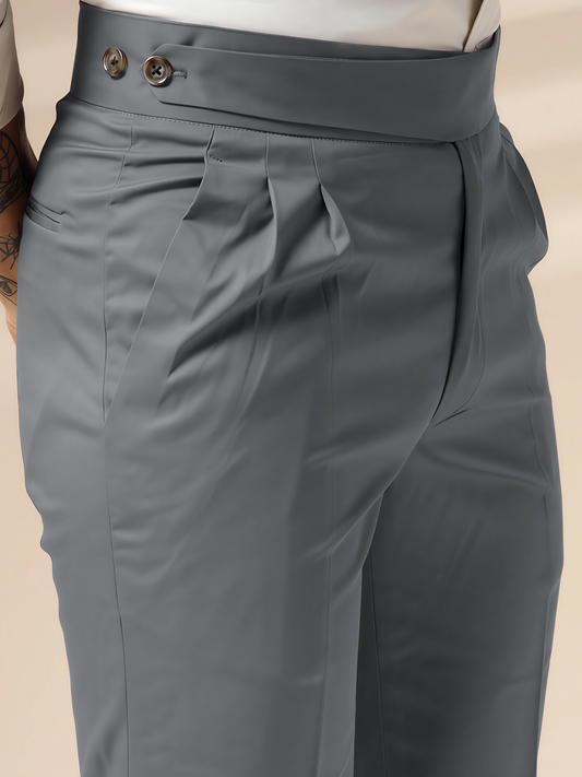 Stone Grey Classic Buttoned Gurkha Pants by Italian Vega®