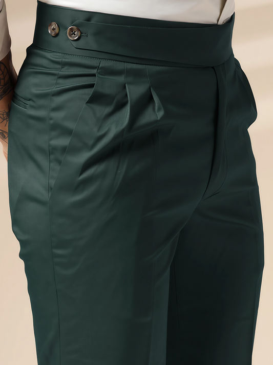 Bottle Green Classic Buttoned Gurkha Pants by Italian Vega®