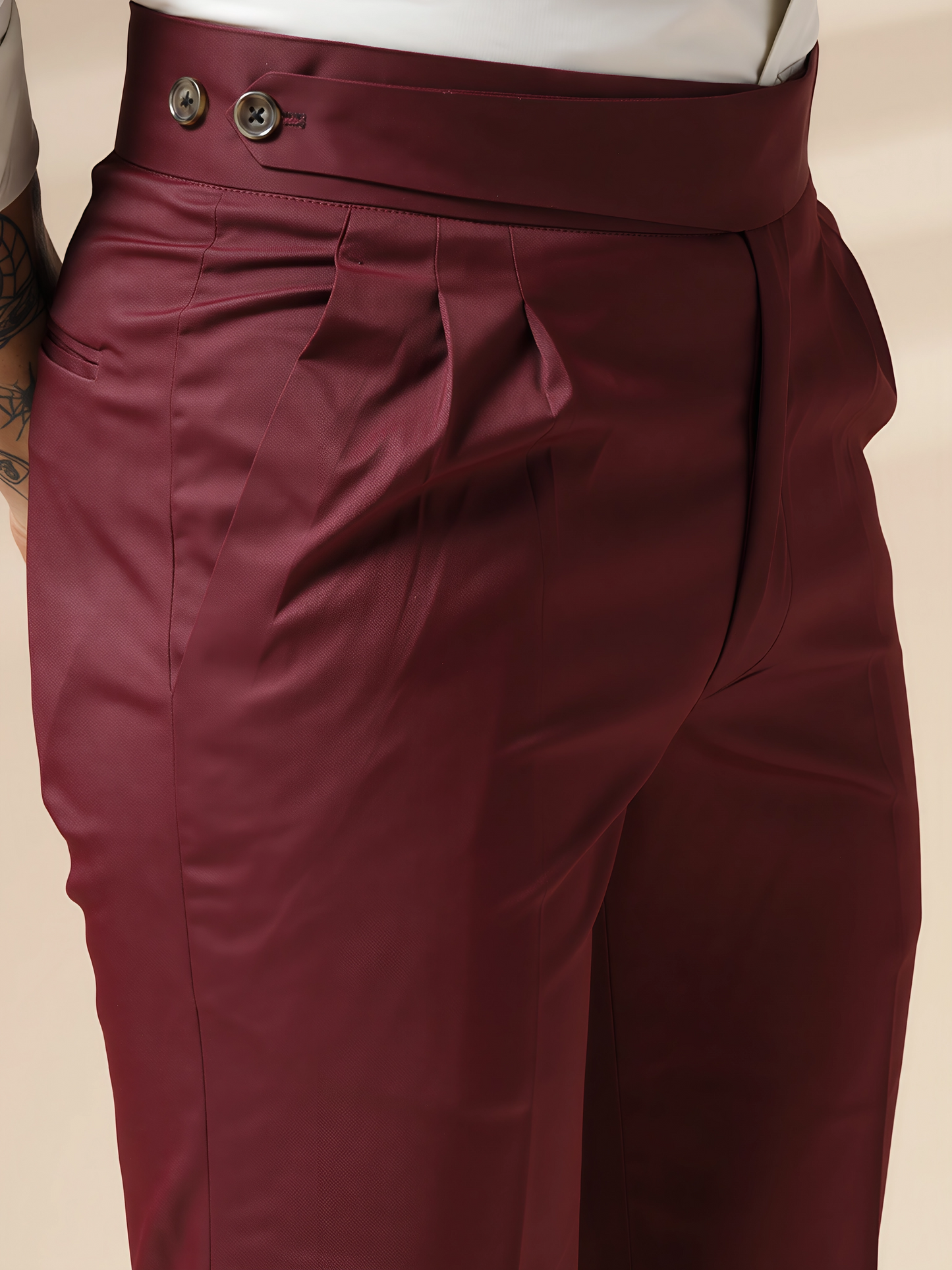 Wine Classic Buttoned Gurkha Pants by Italian Vega®