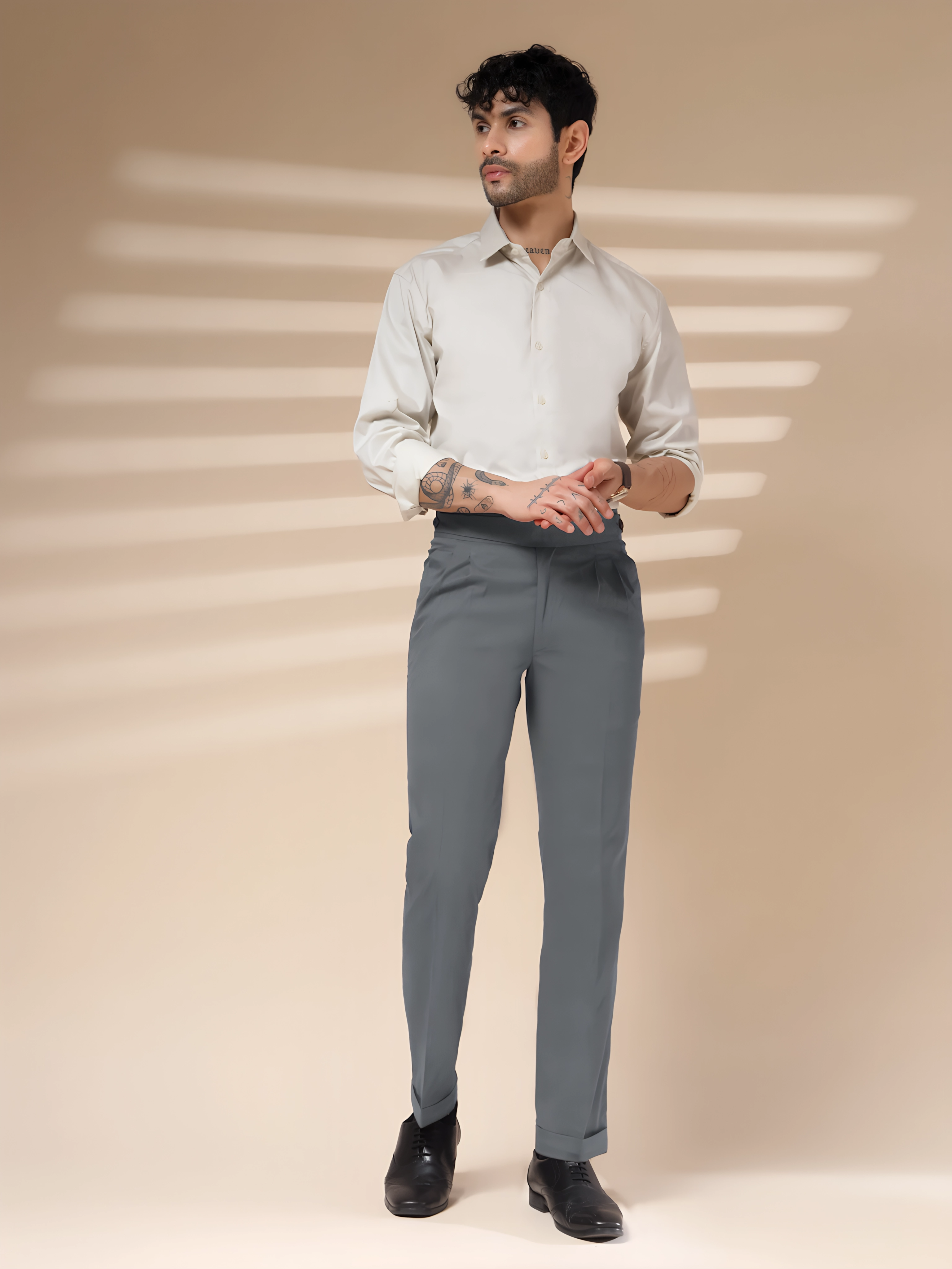 Stone Grey Classic Buttoned Gurkha Pants by ITALIAN VEGA®