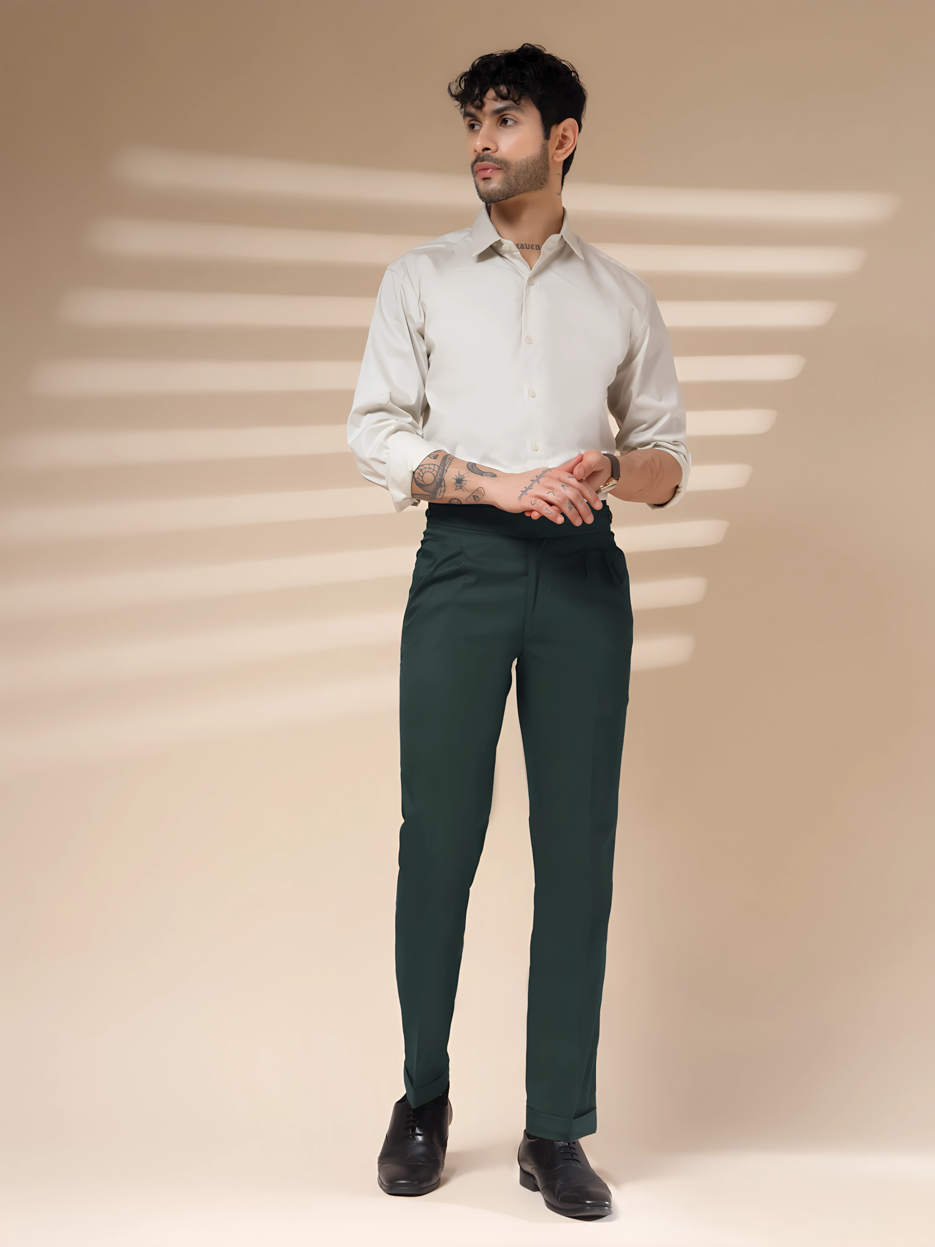 Bottle Green Classic Buttoned Gurkha Pants by ITALIAN VEGA®