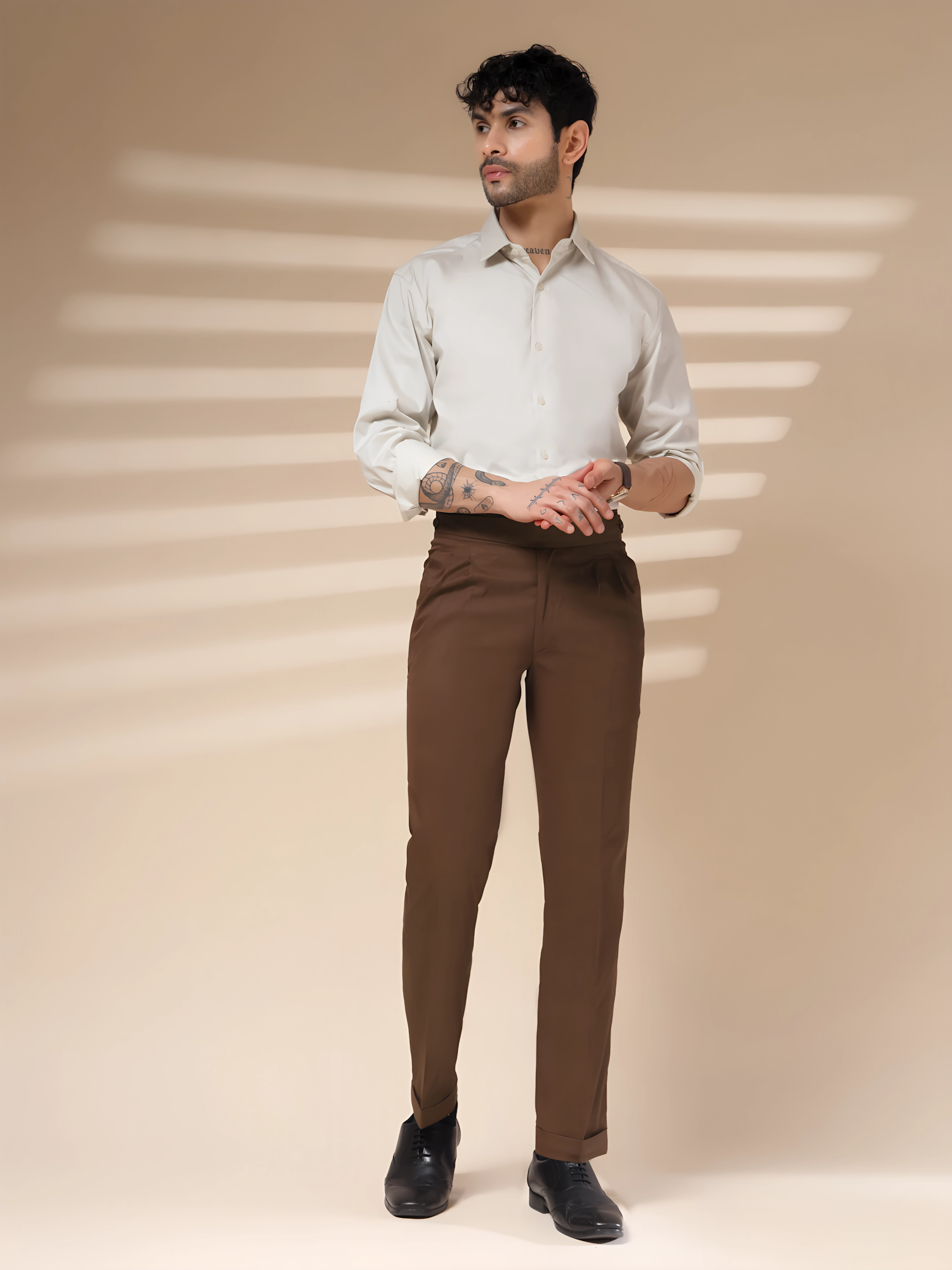 Brown Classic Buttoned Gurkha Pants by ITALIAN VEGA®