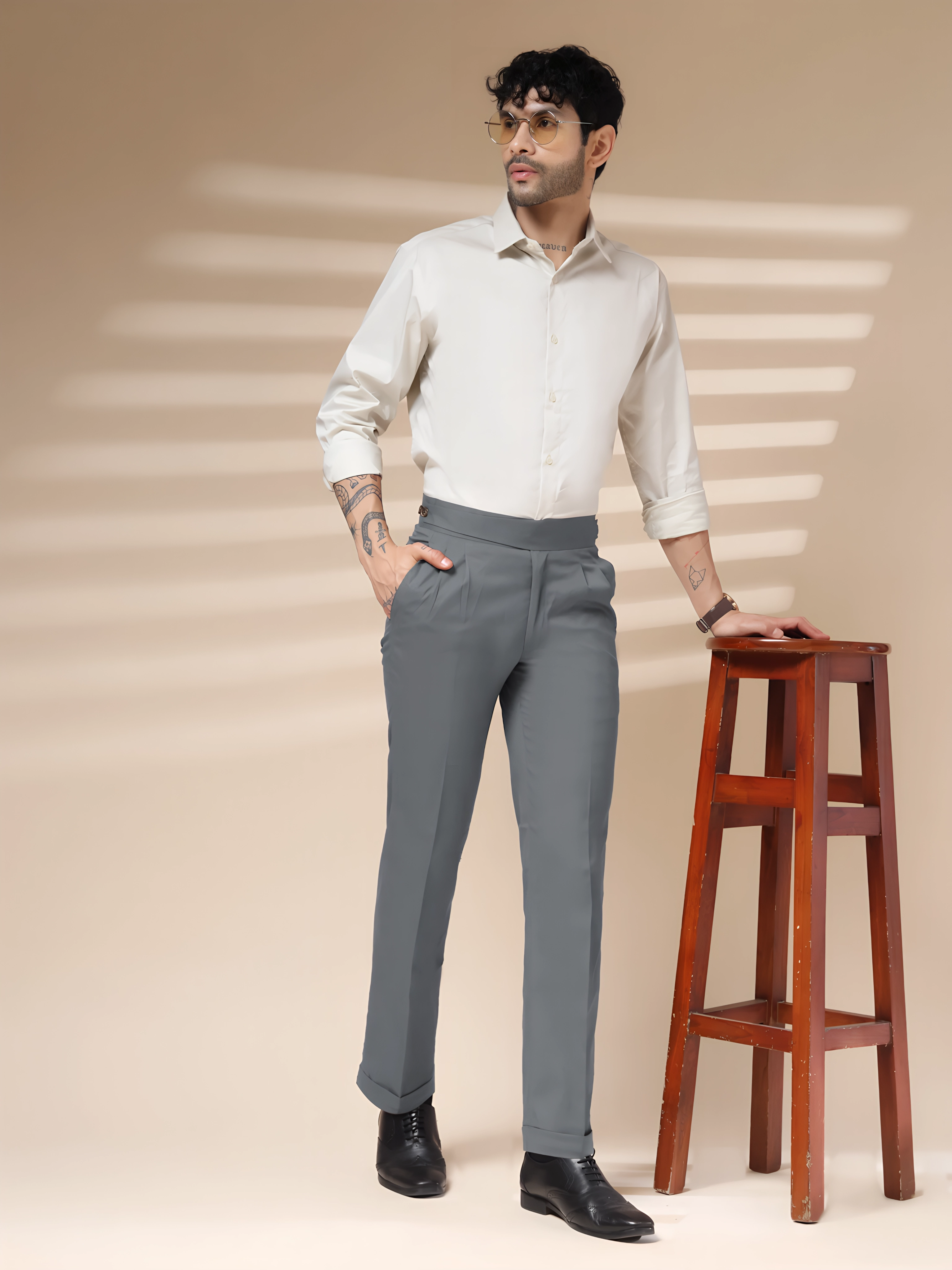 Stone Grey Classic Buttoned Gurkha Pants by ITALIAN VEGA®