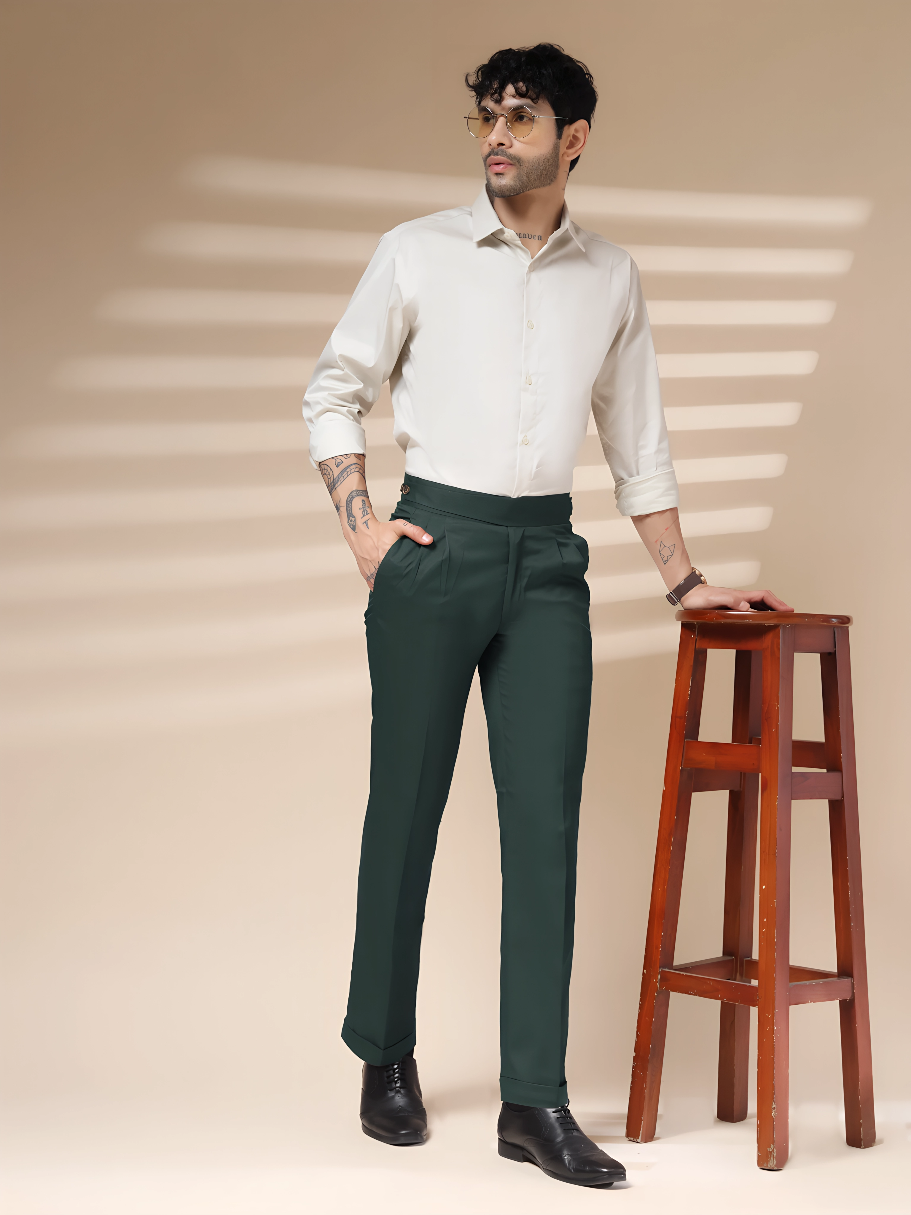 Bottle Green Classic Buttoned Gurkha Pants by ITALIAN VEGA®