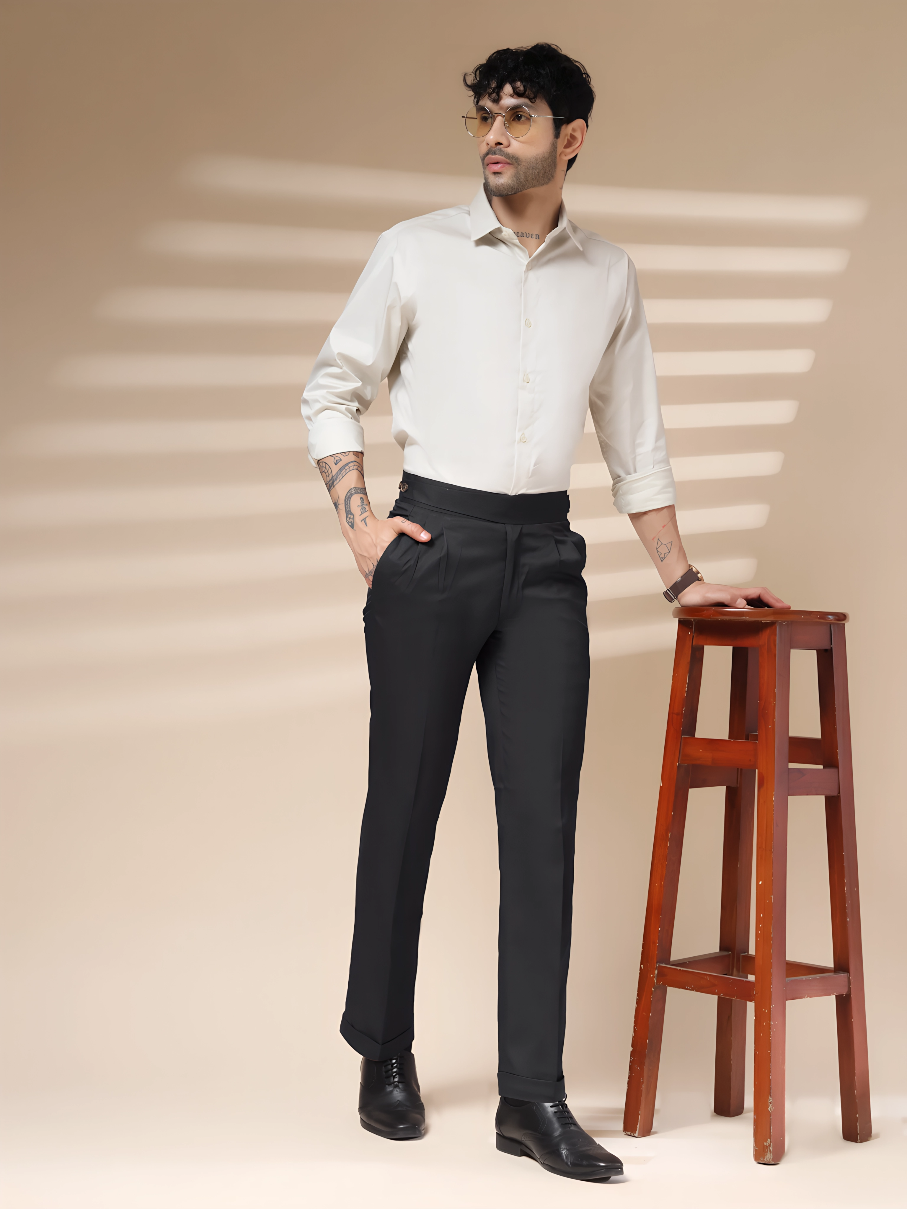Black Classic Buttoned Gurkha Pants by TALIAN VEGA®