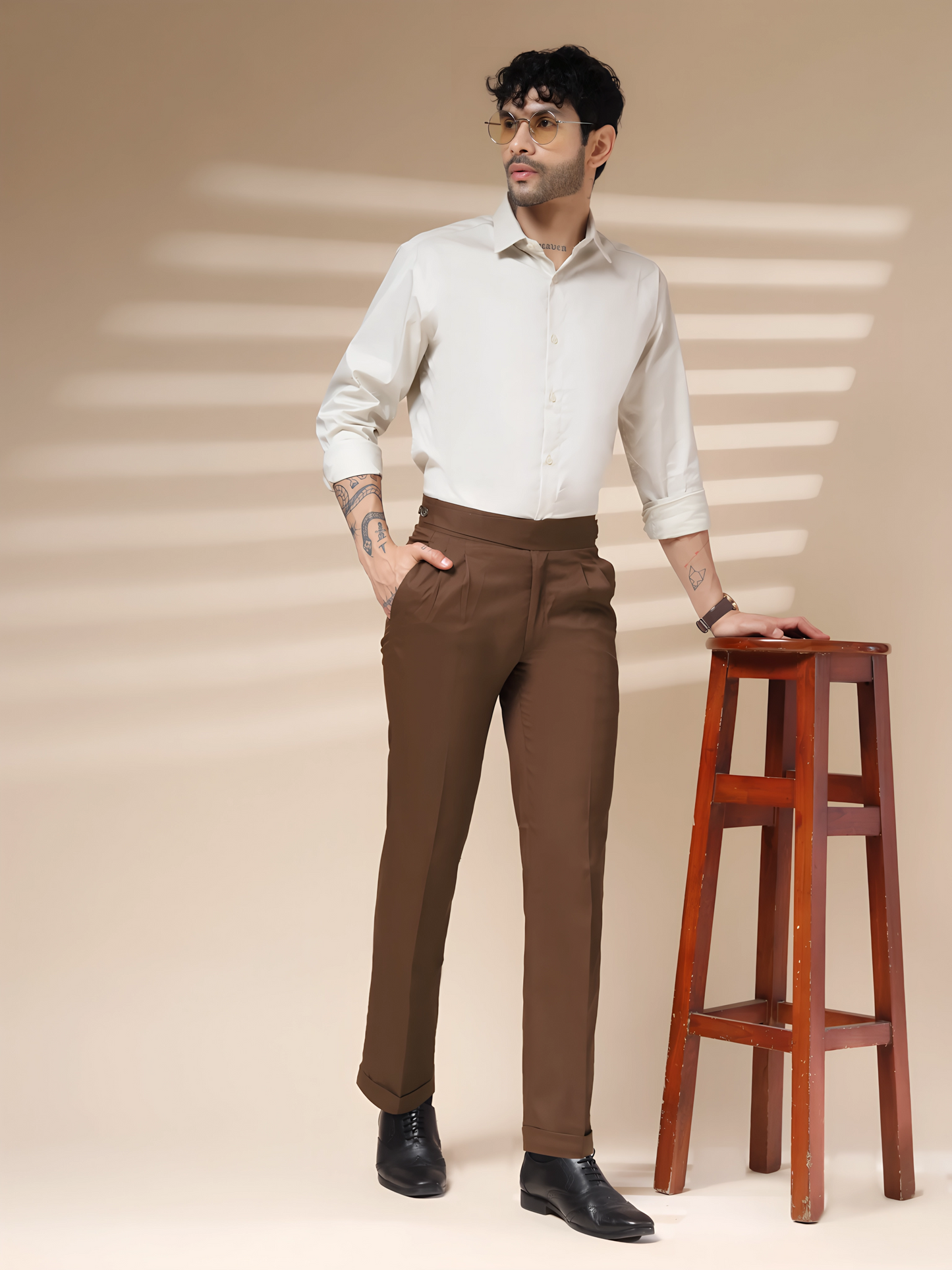 Brown Classic Buttoned Gurkha Pants by Italian Vega®