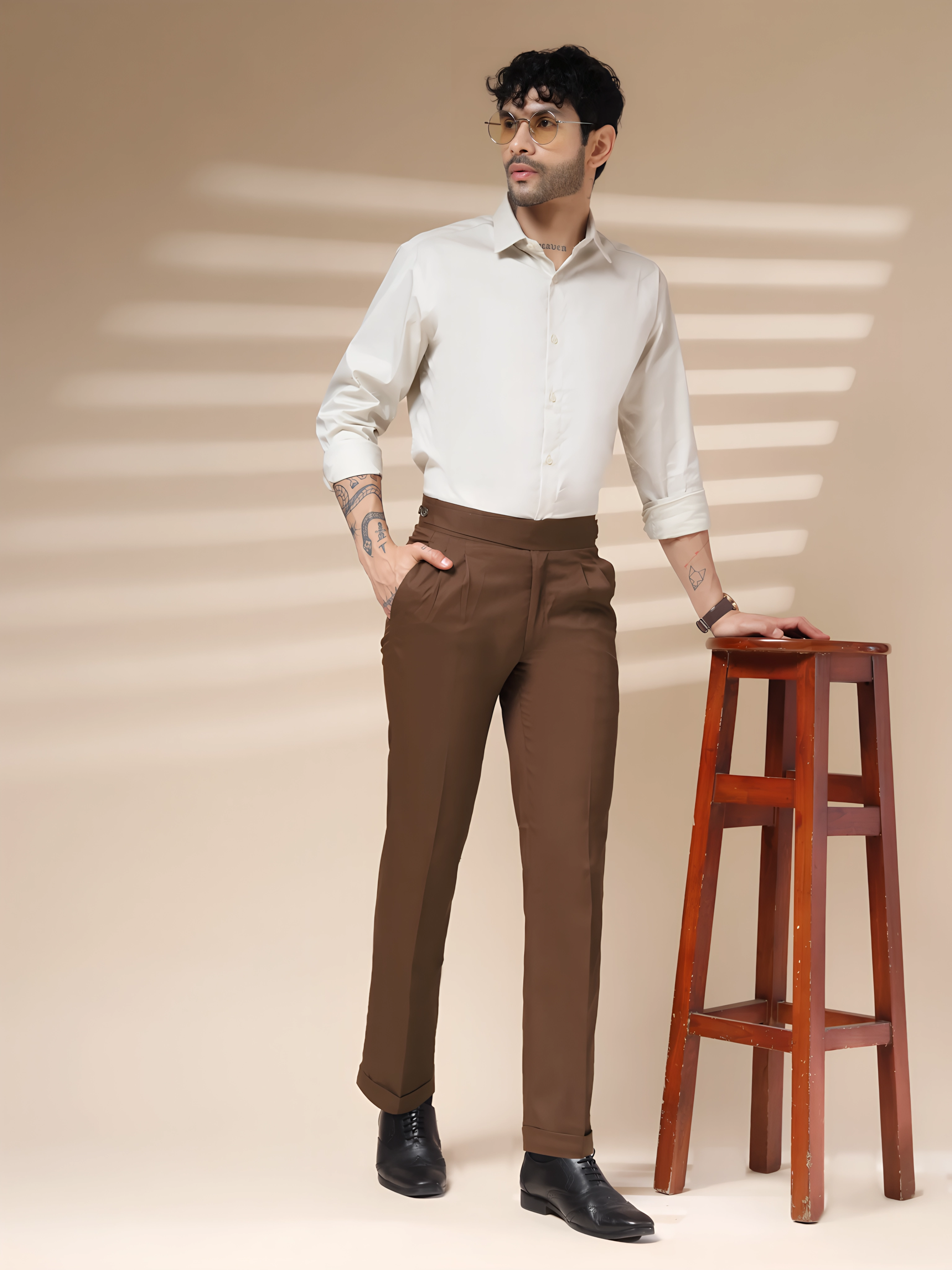 Brown Classic Buttoned Gurkha Pants by ITALIAN VEGA®