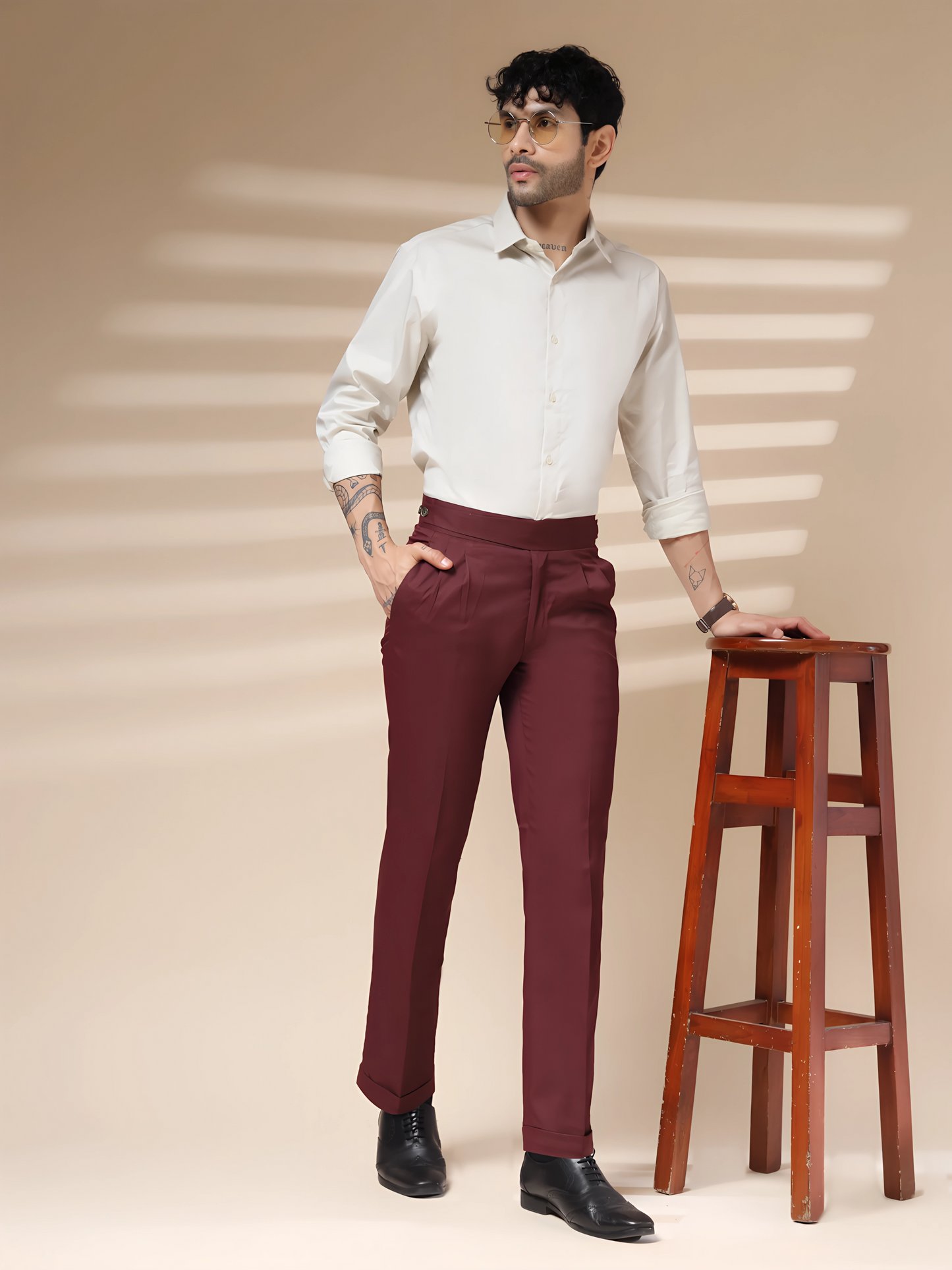 Wine Classic Buttoned Gurkha Pants by Italian Vega®