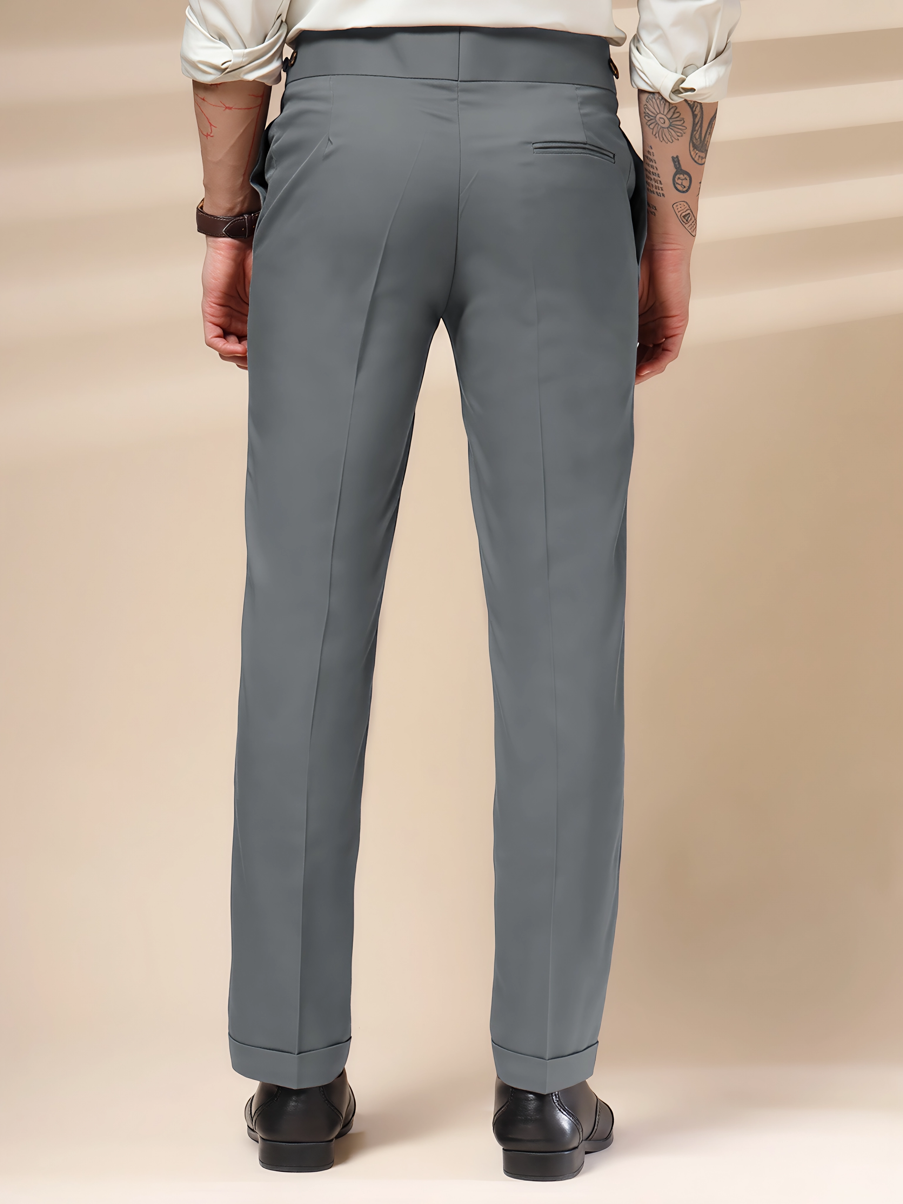 Stone Grey Classic Buttoned Gurkha Pants by ITALIAN VEGA®