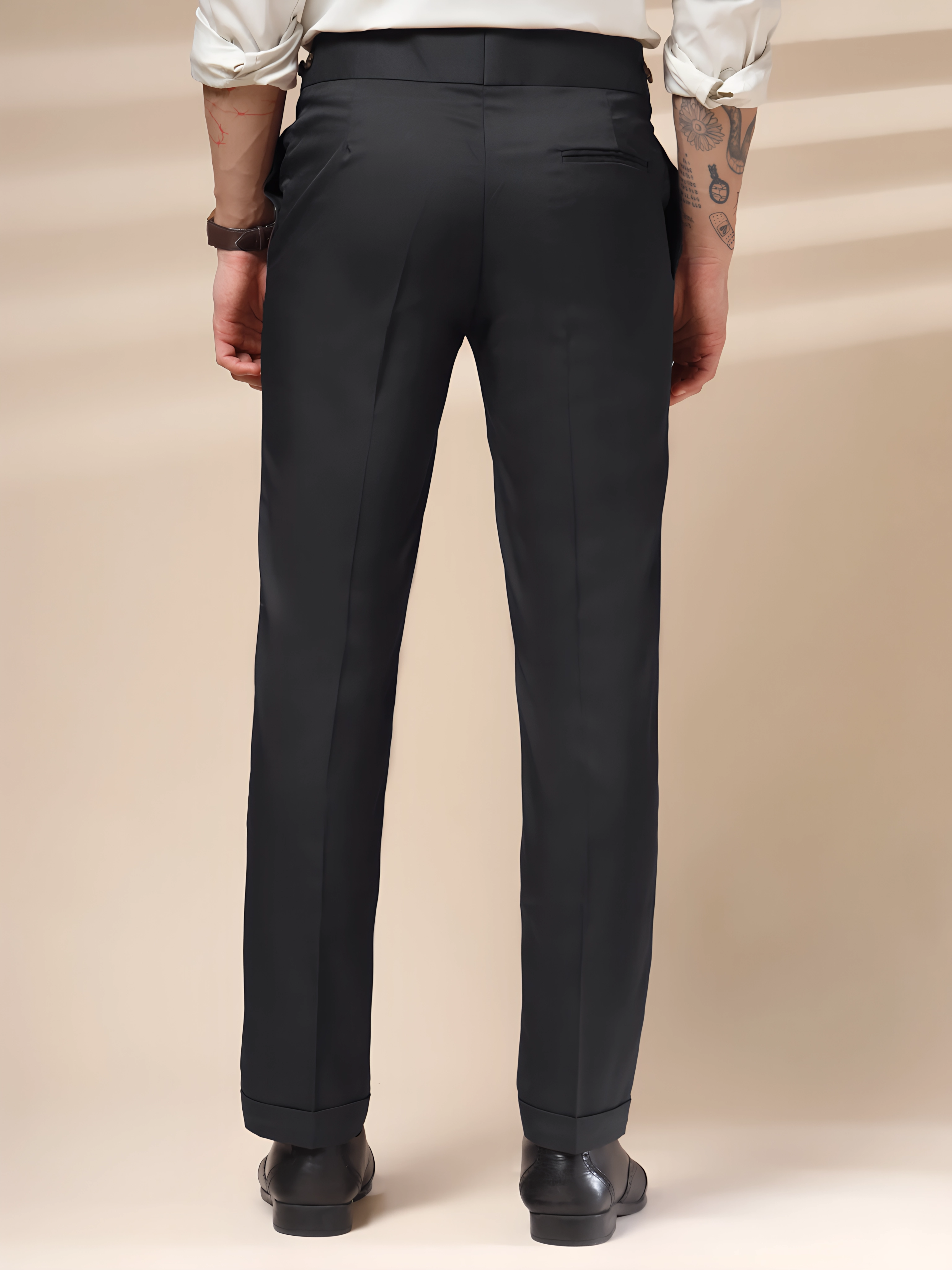 Black Classic Buttoned Gurkha Pants by TALIAN VEGA®