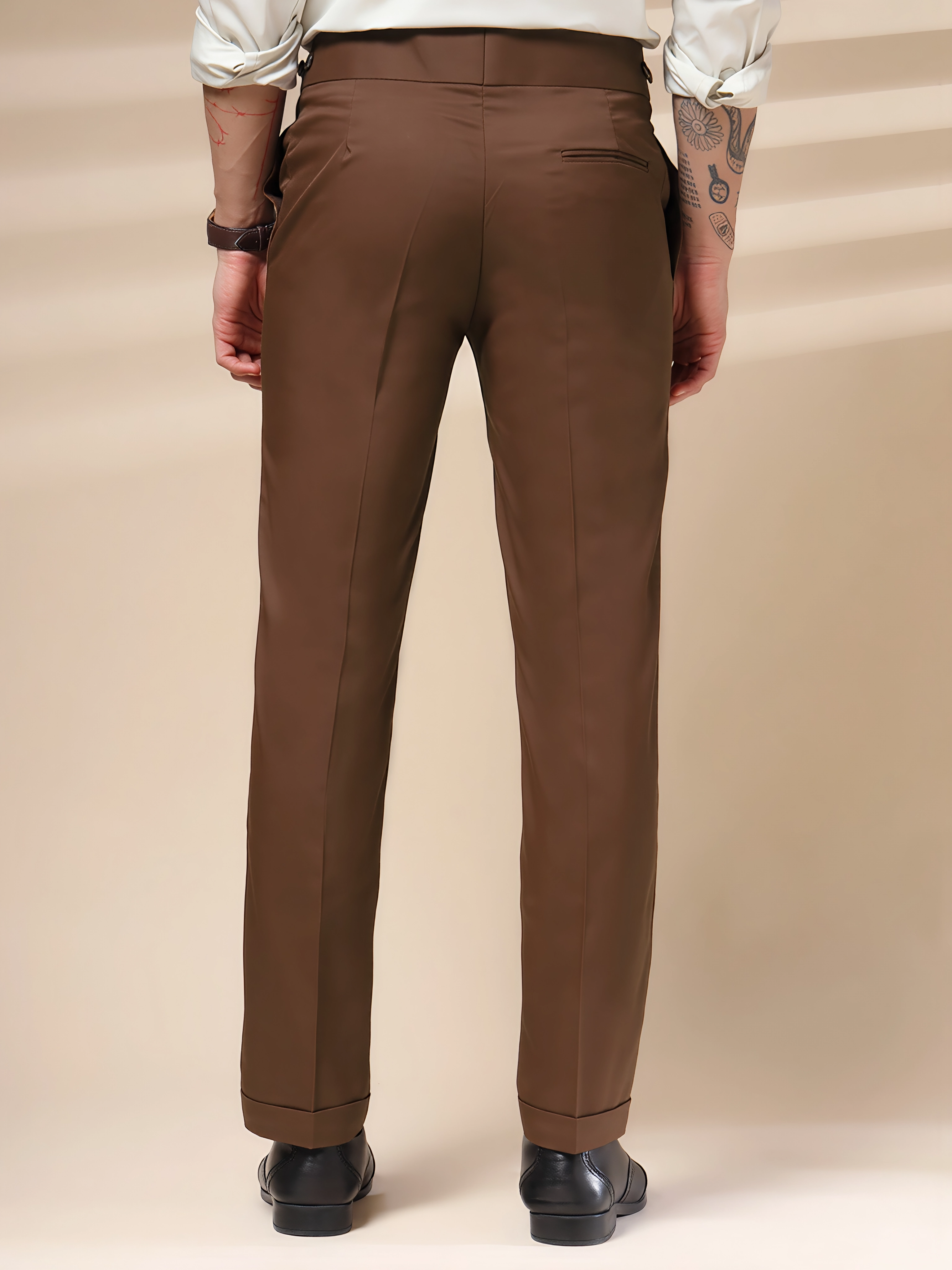 Brown Classic Buttoned Gurkha Pants by ITALIAN VEGA®