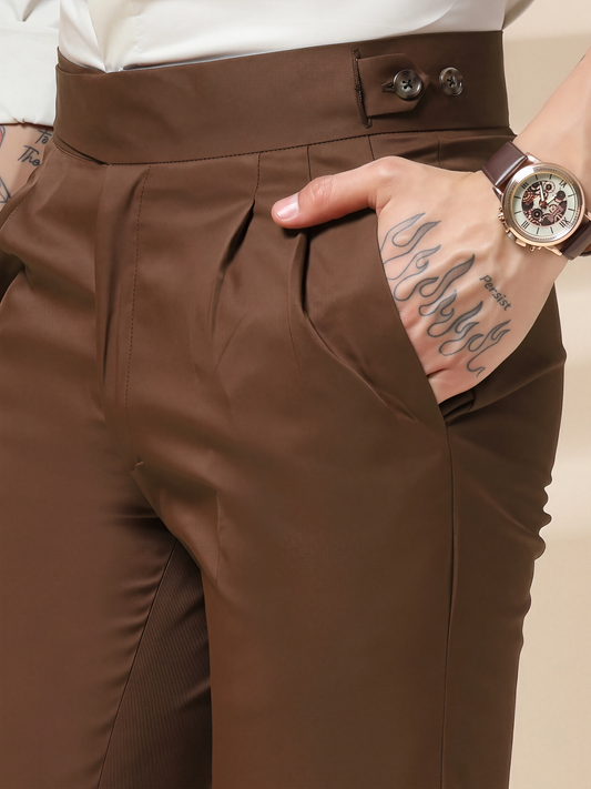 Brown Classic Buttoned Gurkha Pants by Italian Vega®