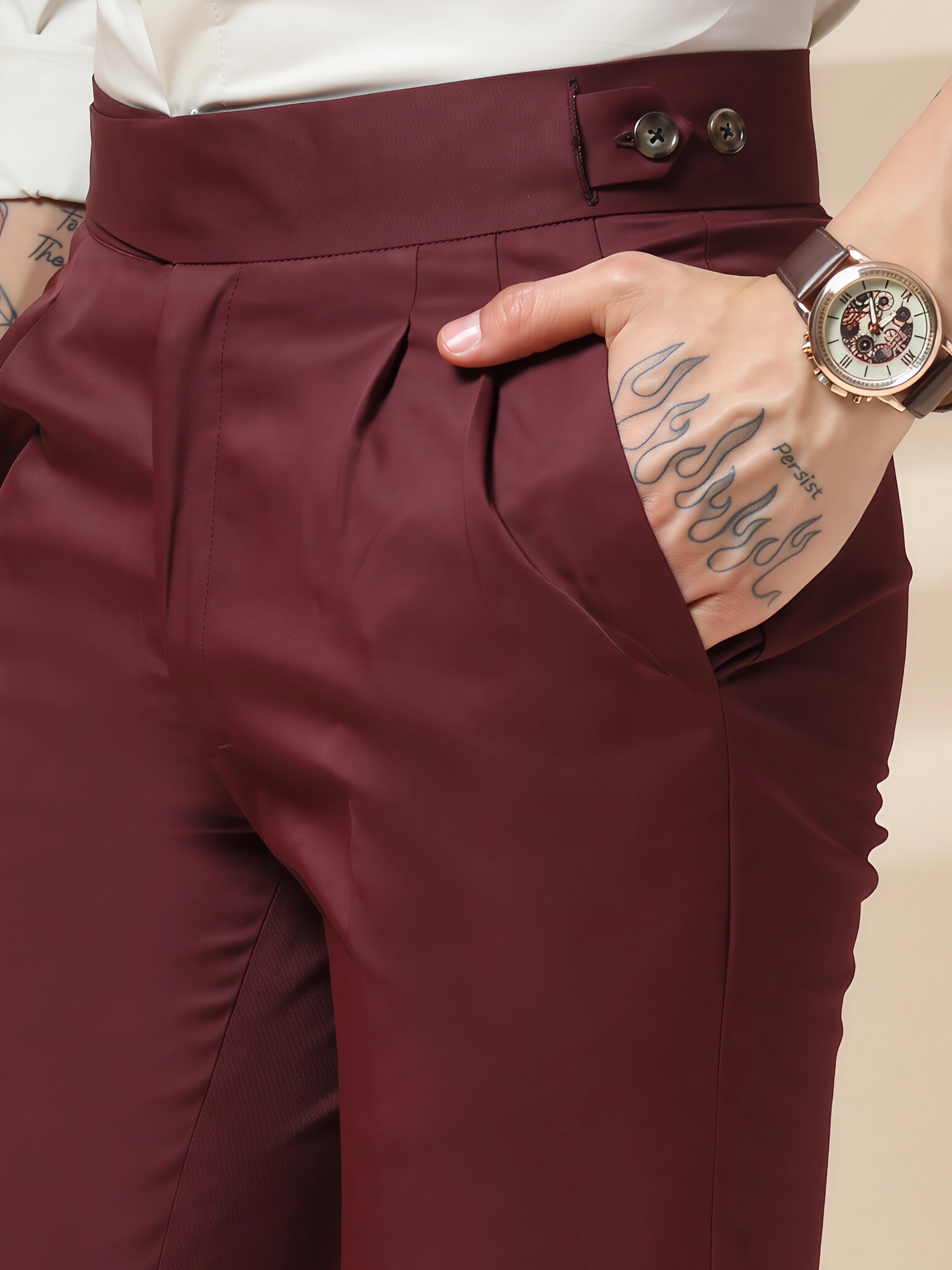 Wine Classic Buttoned Gurkha Pants by ITALIAN VEGA®